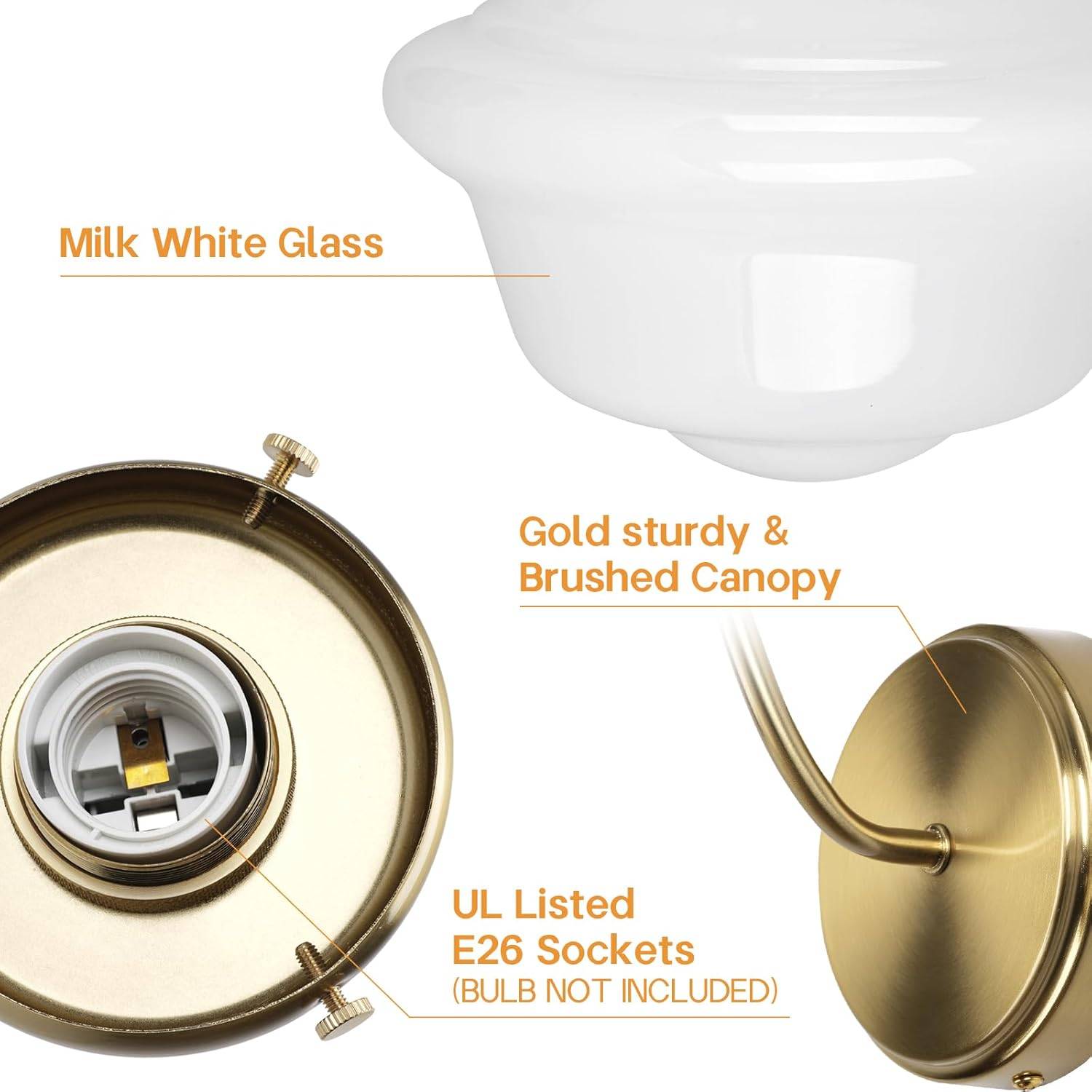 Vintage Gold Wall Sconce Light Hardwired - photo 5