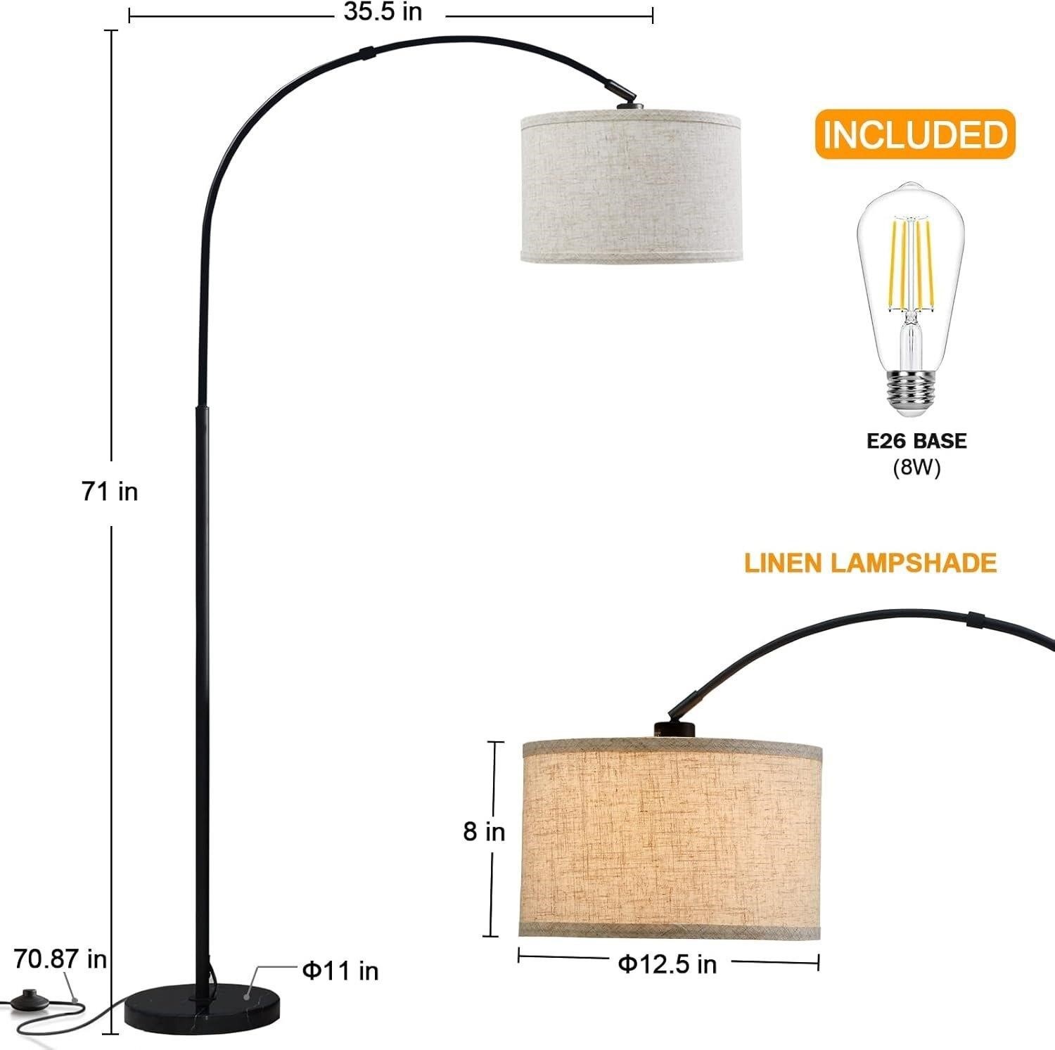 BRAND NEW Arc Floor Lamp with Linen Lampshade - photo 2