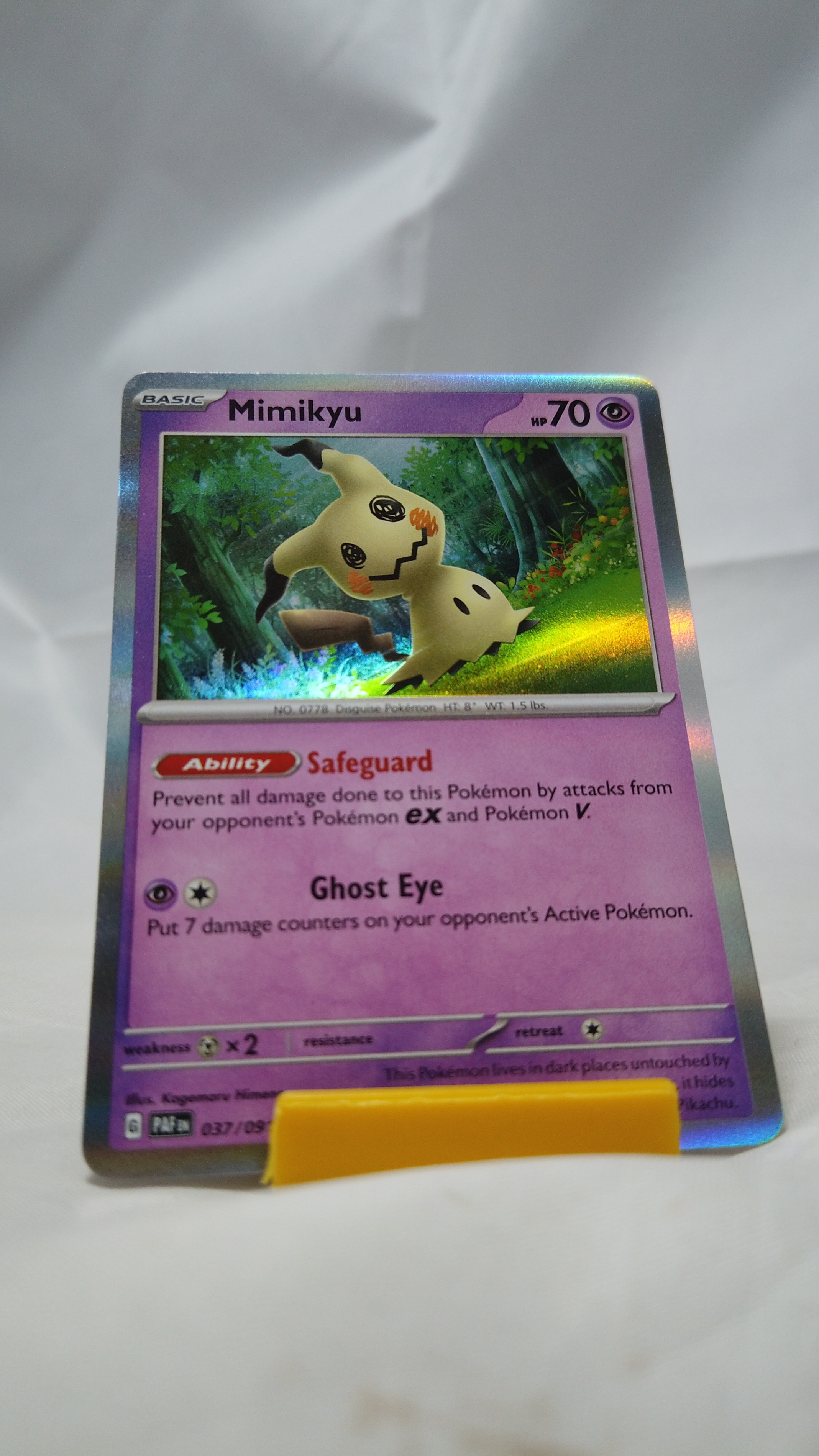 Pokemon Mimikyu 37/91 Paldean Fates Card Rare Holo NM