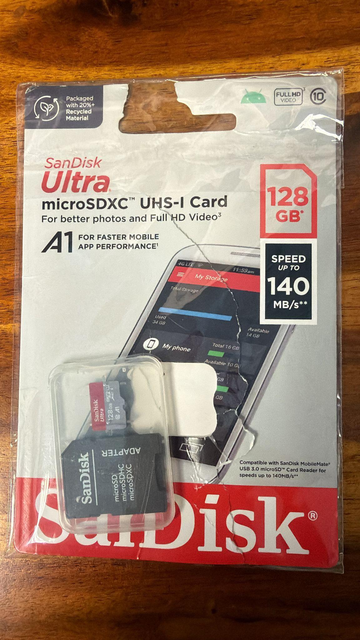 Sandisk 128GB Ultra microSDXC UHS-I Memory Card A1 CL10 Full HD