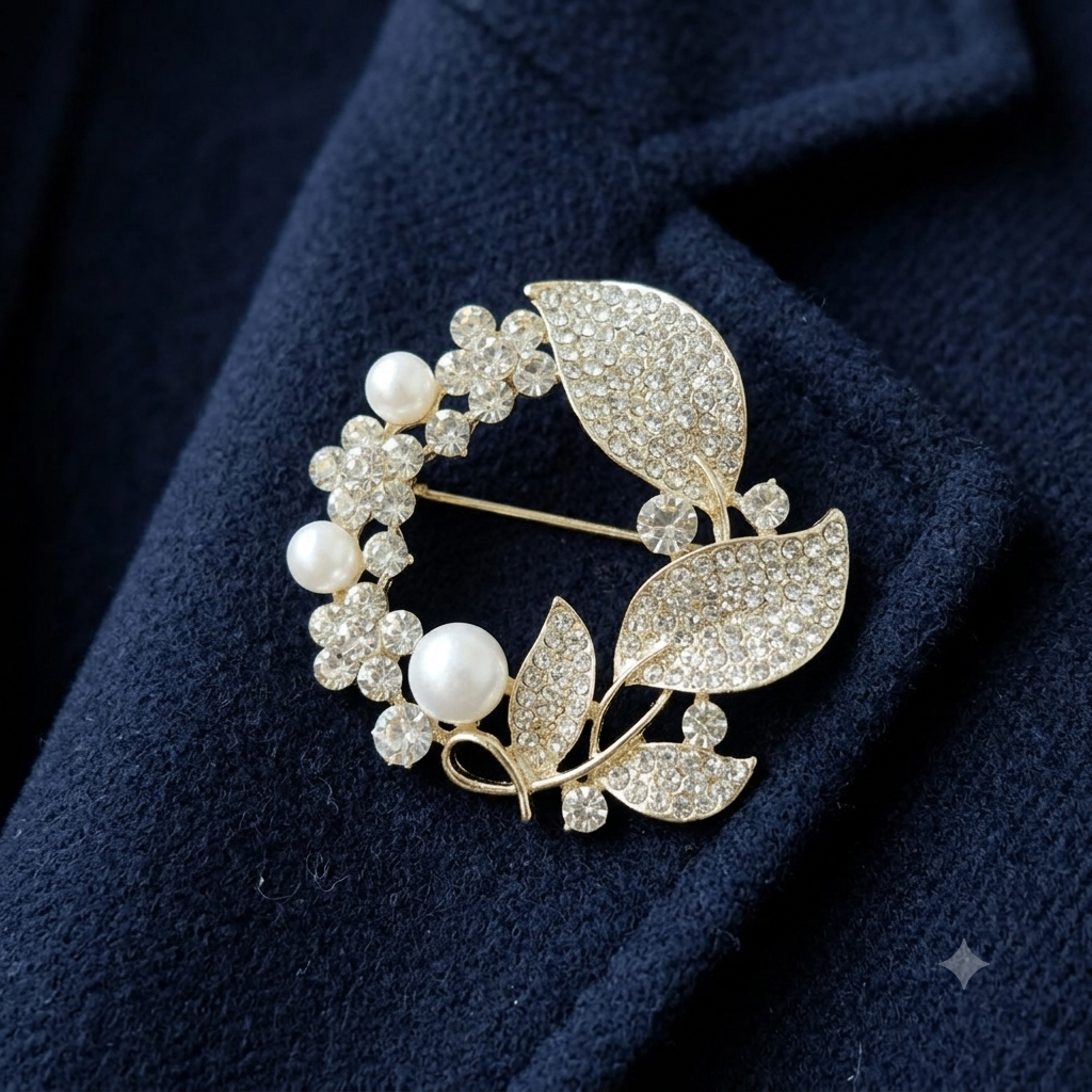 ✨ Crystal Pearl Floral Wreath Brooch by Rabloo Accessories - photo 3