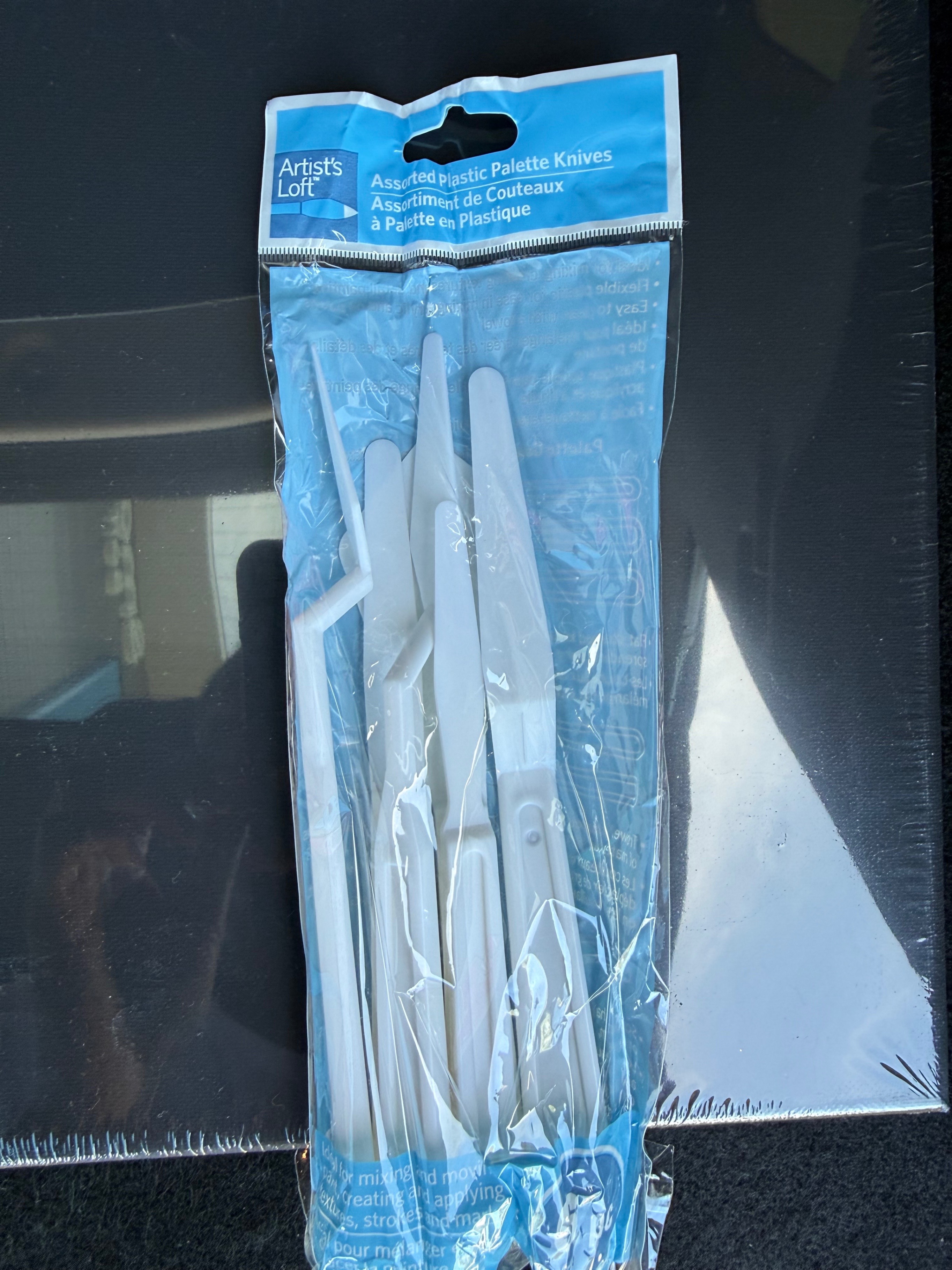 Artist's Loft Assorted Plastic Palette Knives & Black Canvas