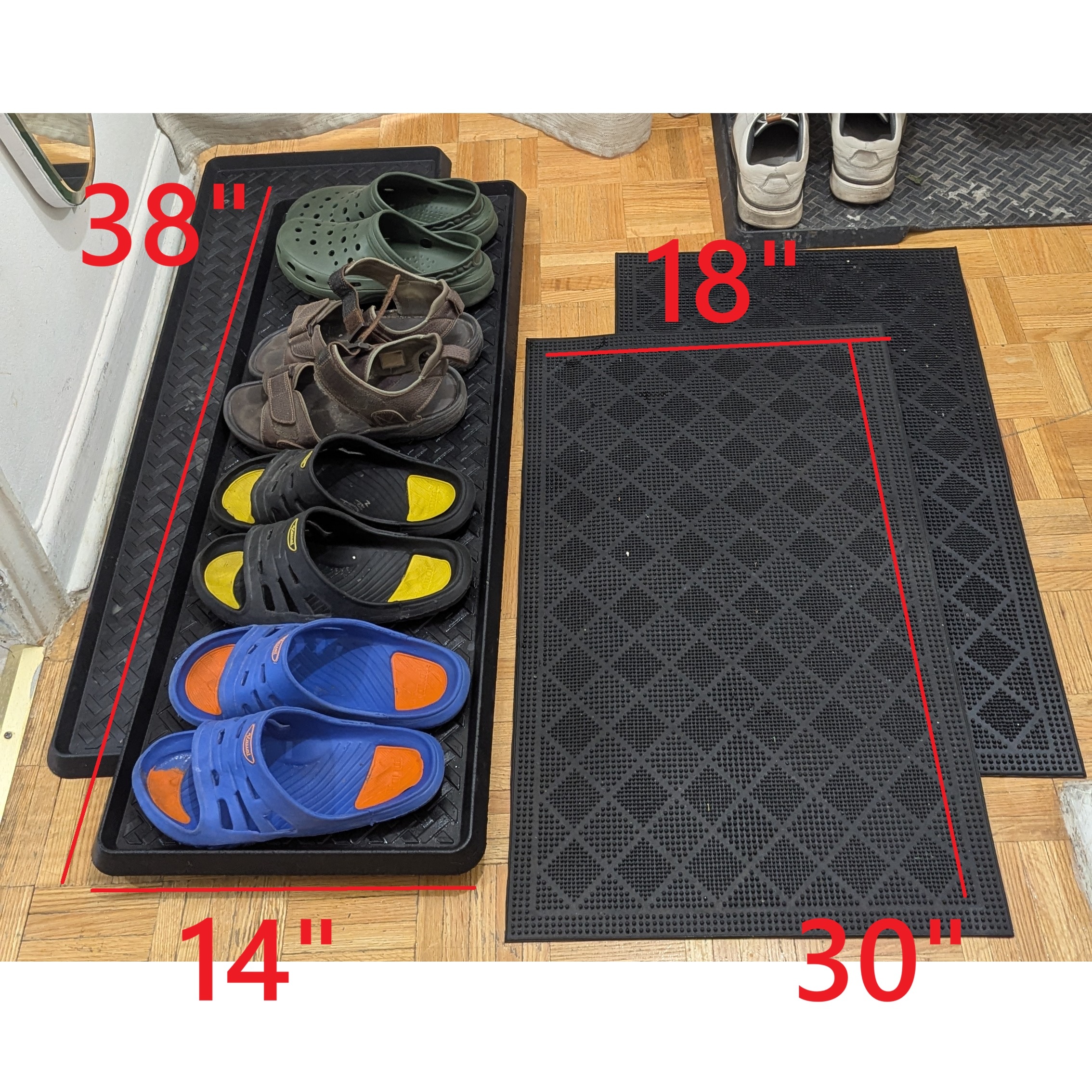 BIG Shoe mat, Rug Mainstays Rectangular Metro Rattan Boot Tray
