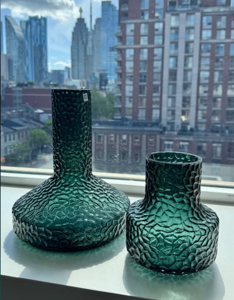 Jolene Green Glass Vases — Textured Glass (Brand New) - photo 2
