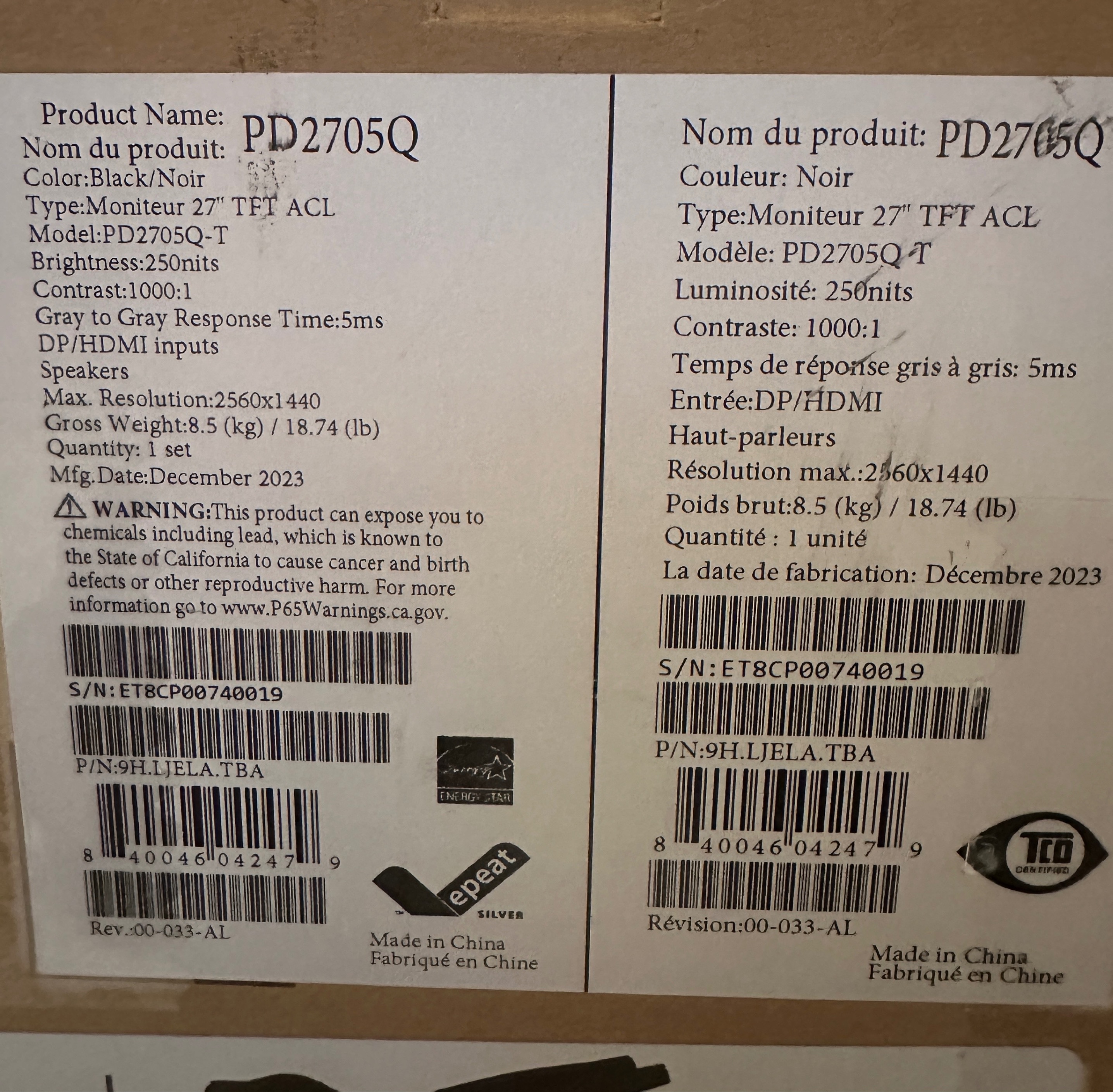 BenQ 27” 2K QHD Monitor Commercial/Graphics Design Video Editing - photo 4