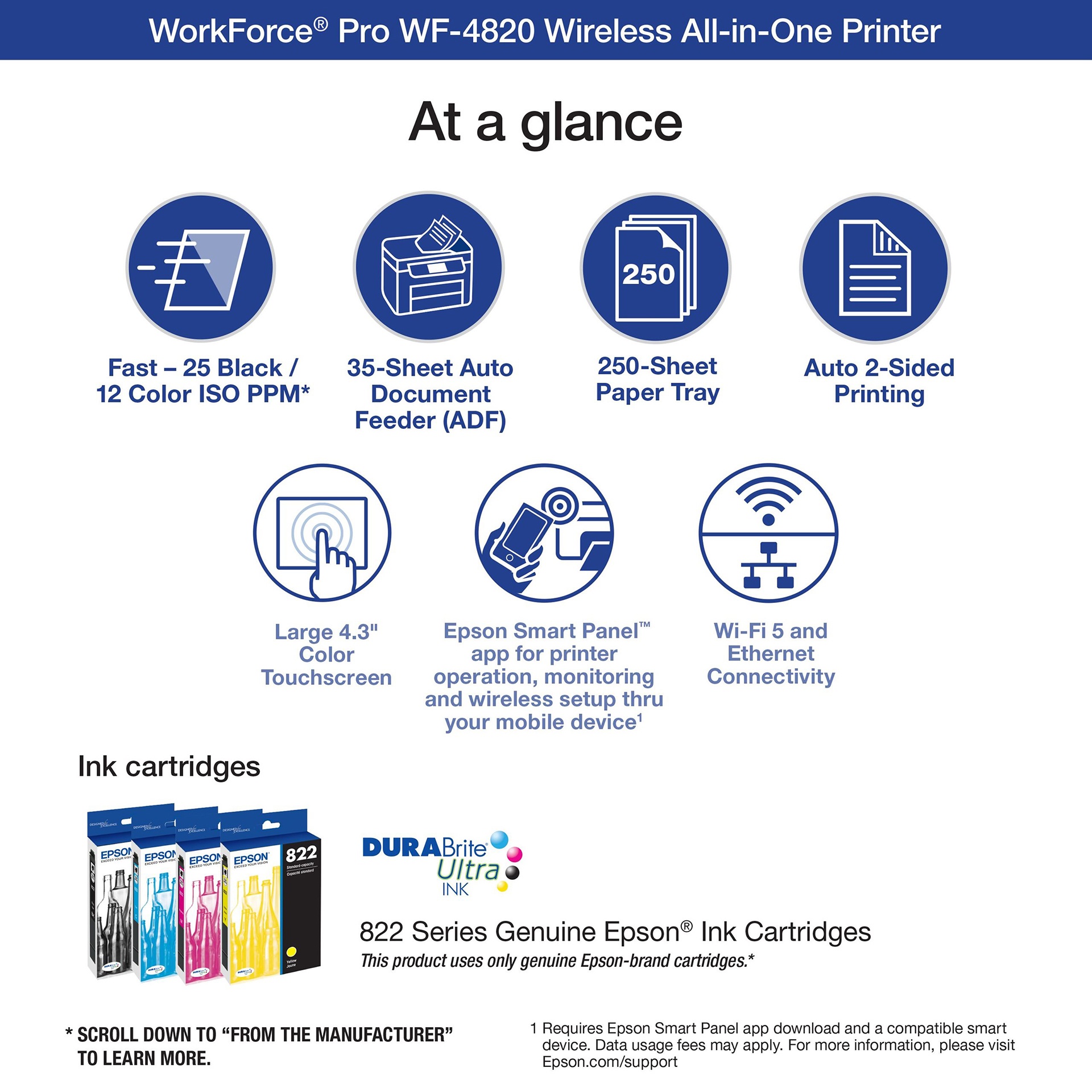 Epson WorkForce Pro WF-4820 Wireless All-in-One Printer - photo 3
