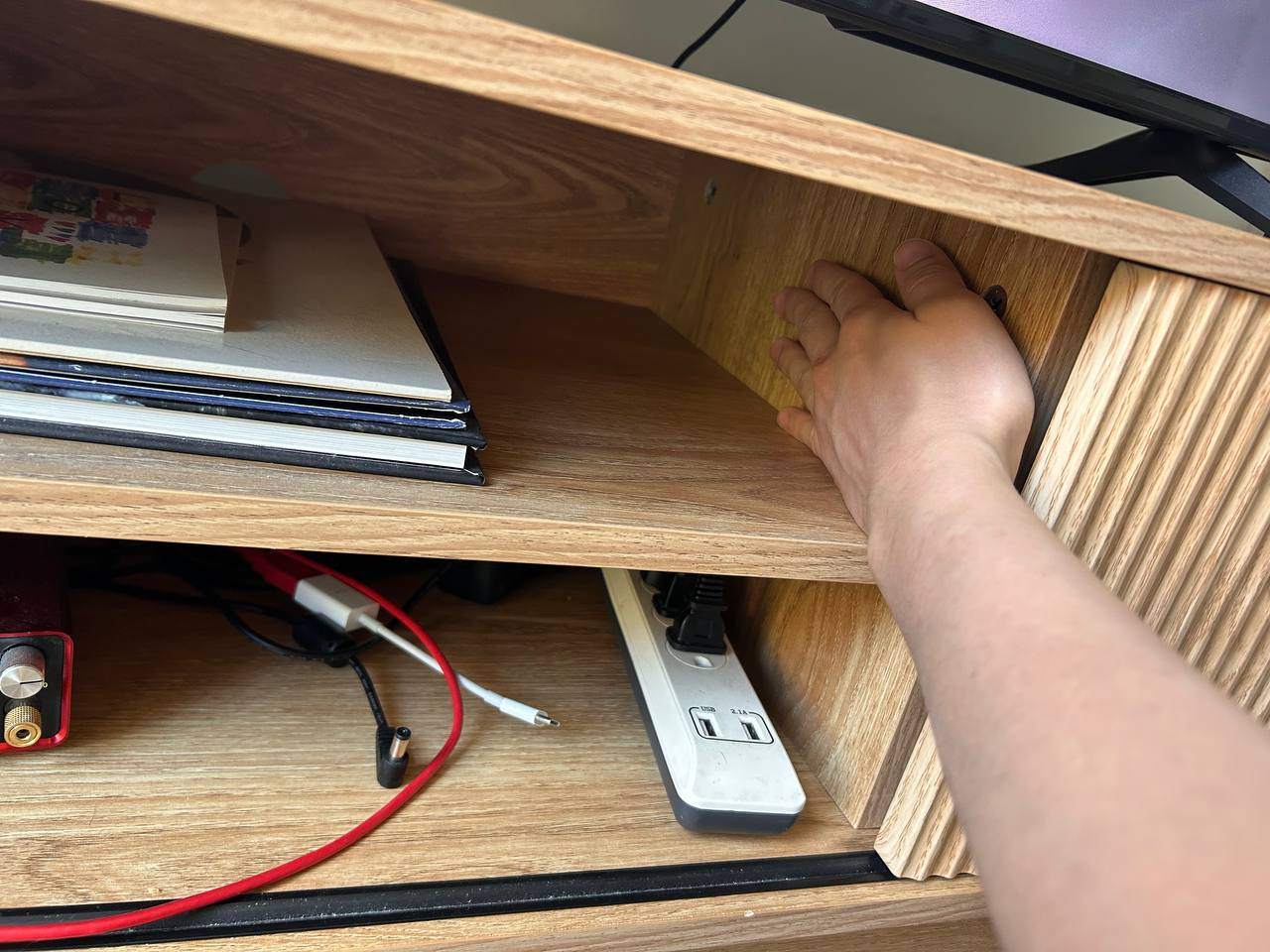 TV Stand Console with Shelves and Storage - photo 4
