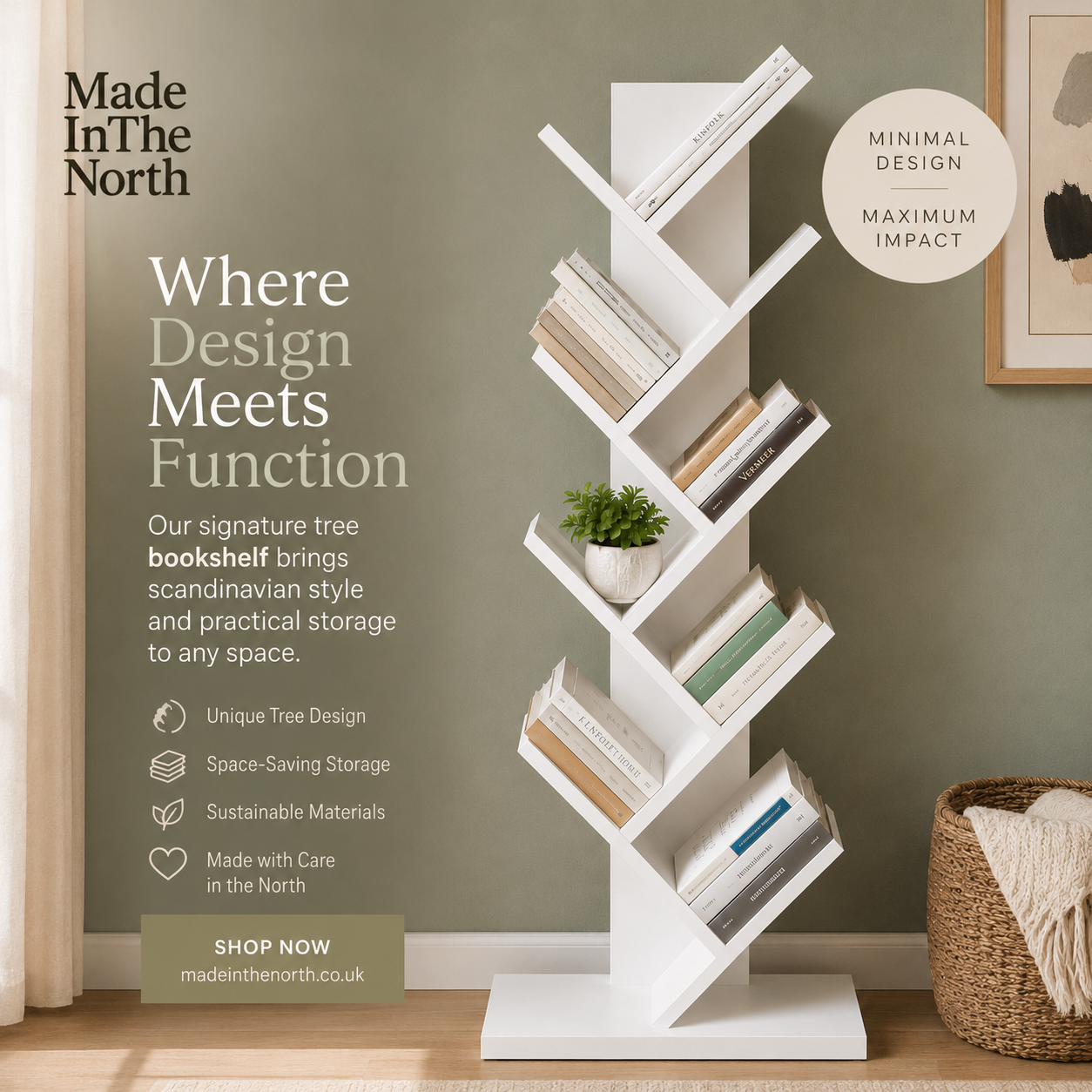 Modern Minimalist Freestanding Tree Bookshelf - photo 2