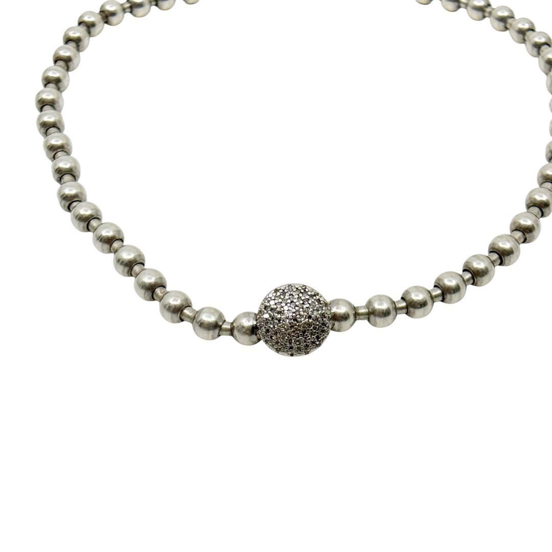 Sterling silver diamond bead bangle bracelet - GM305 - photo 4