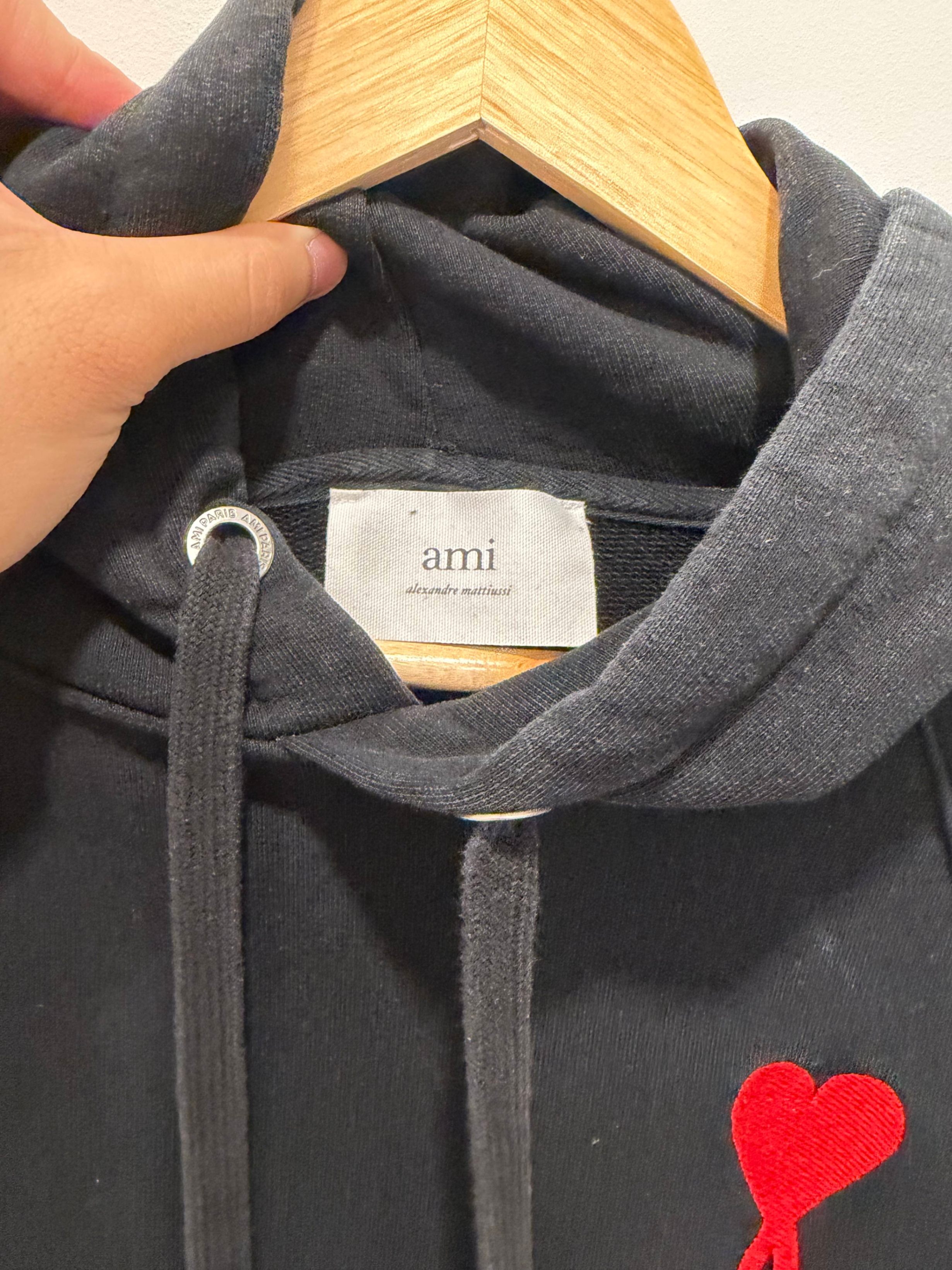 AMI Paris Ami de Coeur Hoodie – Black – Size S - photo 4