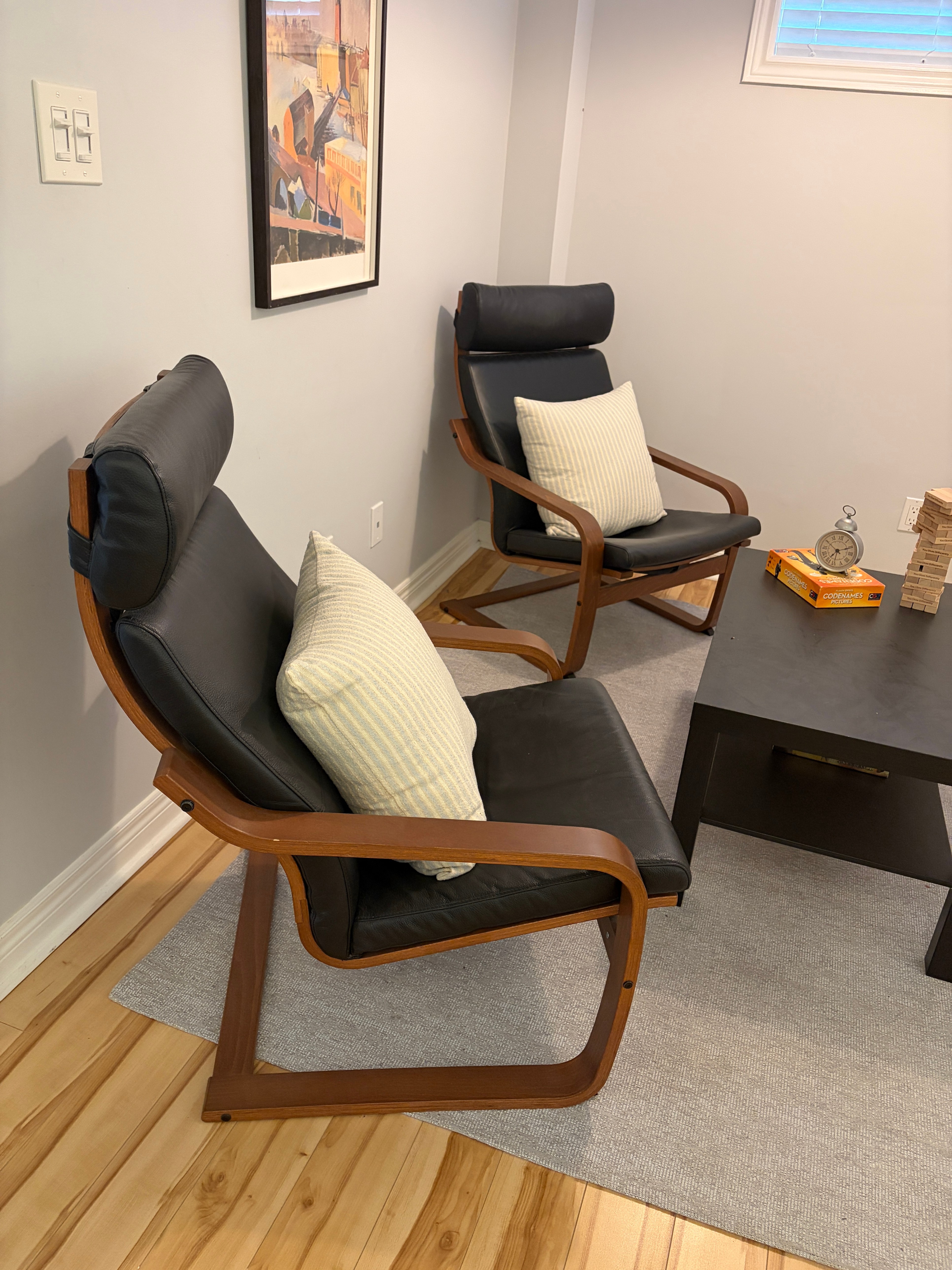Ikea POANG Armchair with Black Leather - photo 2