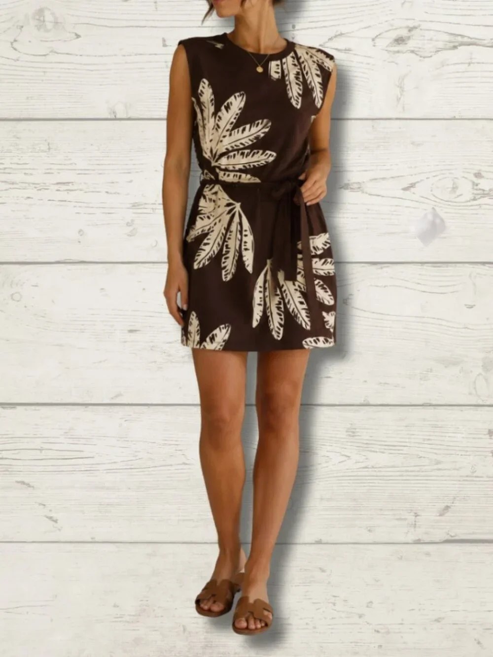 RW&CO Brown Leaf Print Dress – NWT – XS - photo 4