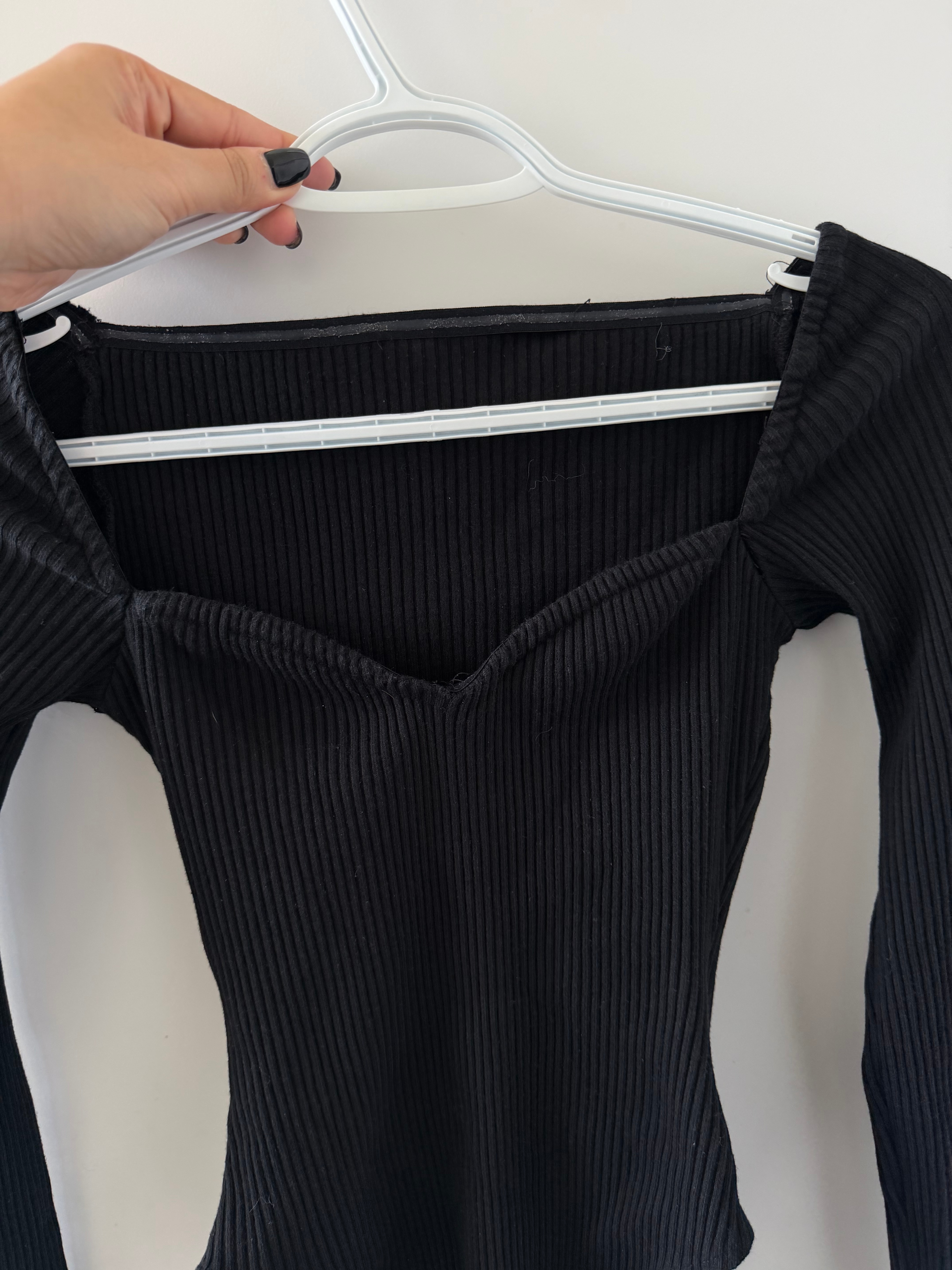 Zara Ribbed Long Sleeve Bodysuit with Sweetheart Neckline - L - photo 4