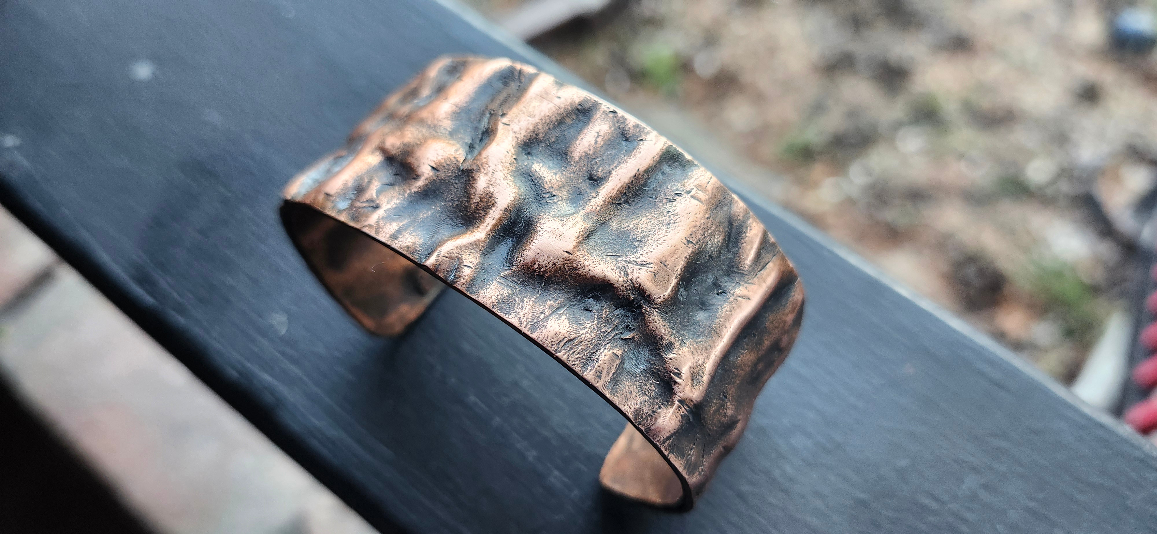 Handcrafted Copper Cuff Bracelets Distressed Copper