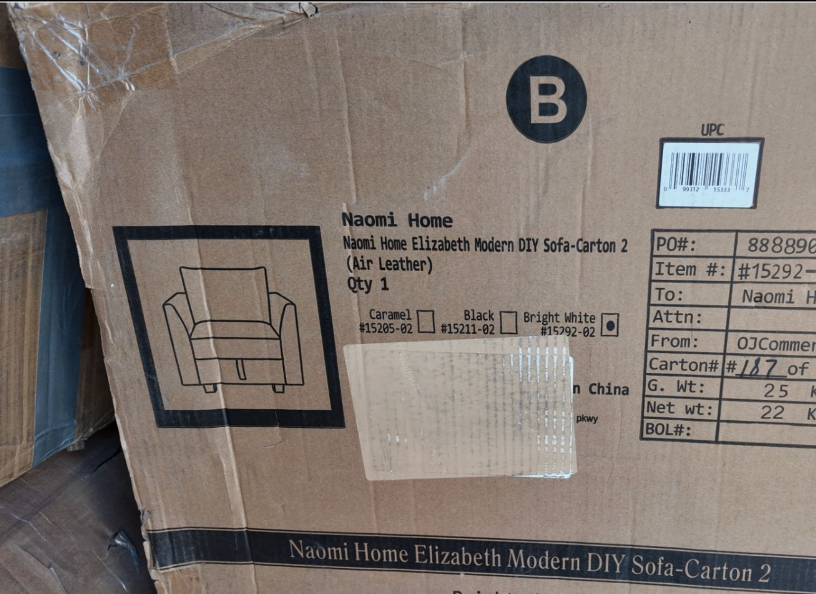 Naomi Home Elizabeth Modern DIY Sofa - White - photo 2