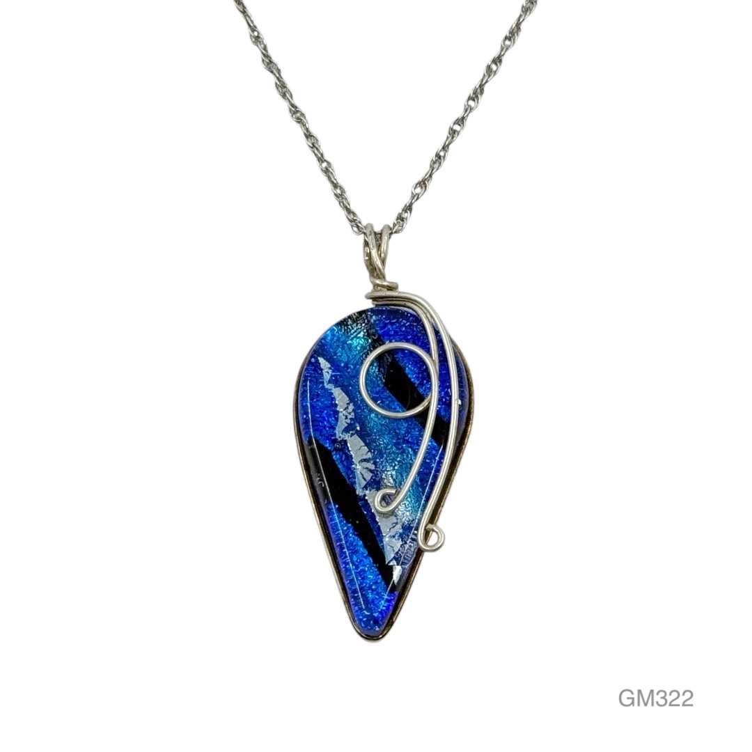 sterling silver Dichroic glass pendant - GM322