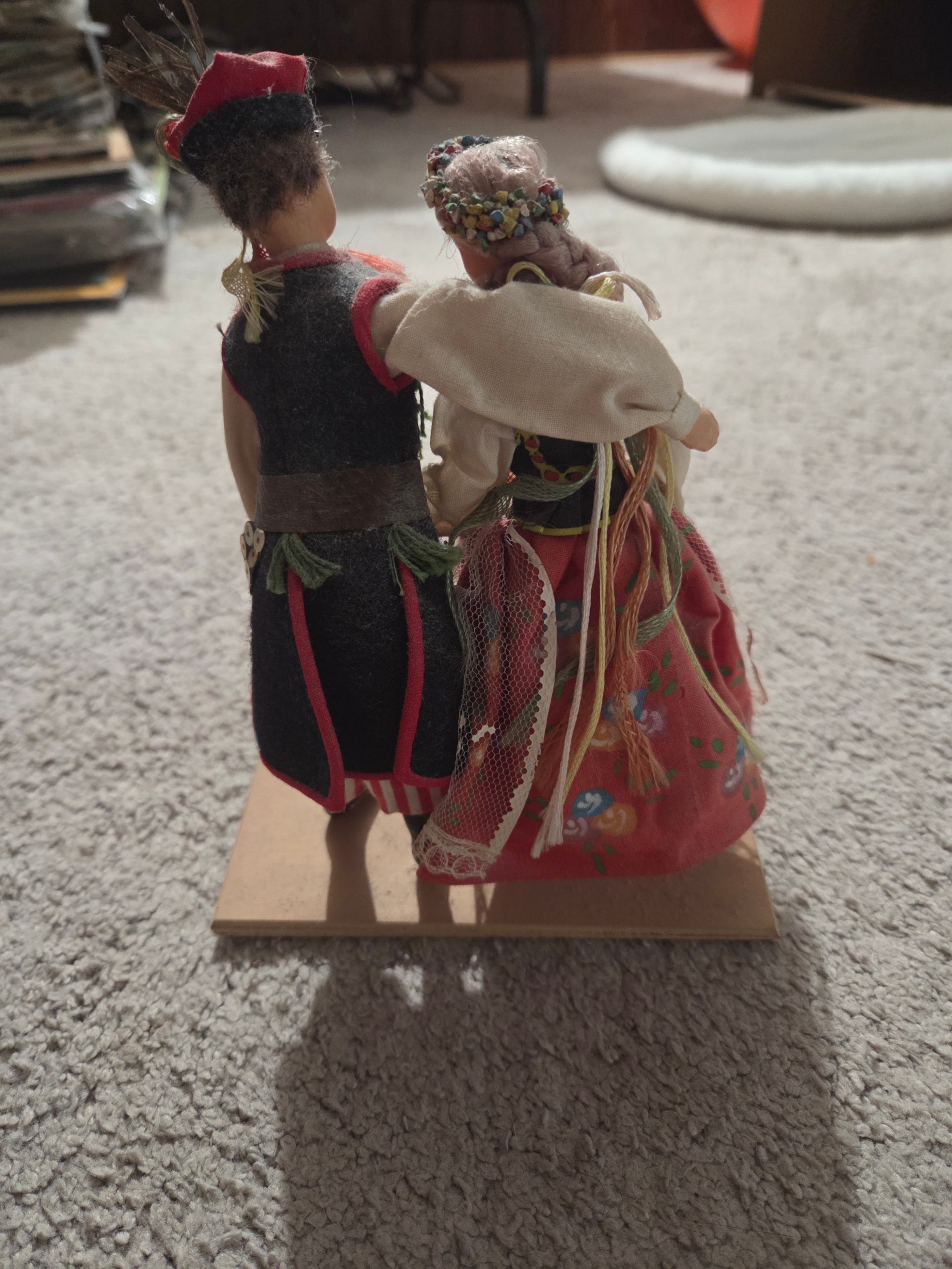 Vintage Cepelia Kraków Folk Doll Pair, Handmade Polish, 8" H - photo 2