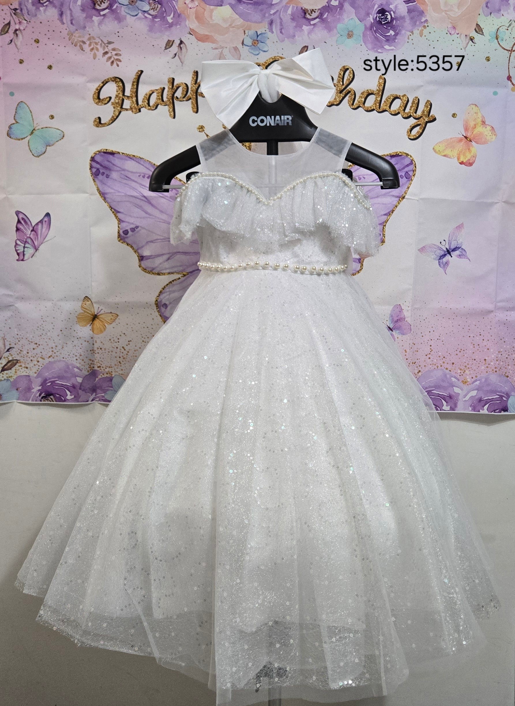 Girls White Sparkly Gown with Veil:5370 - photo 5