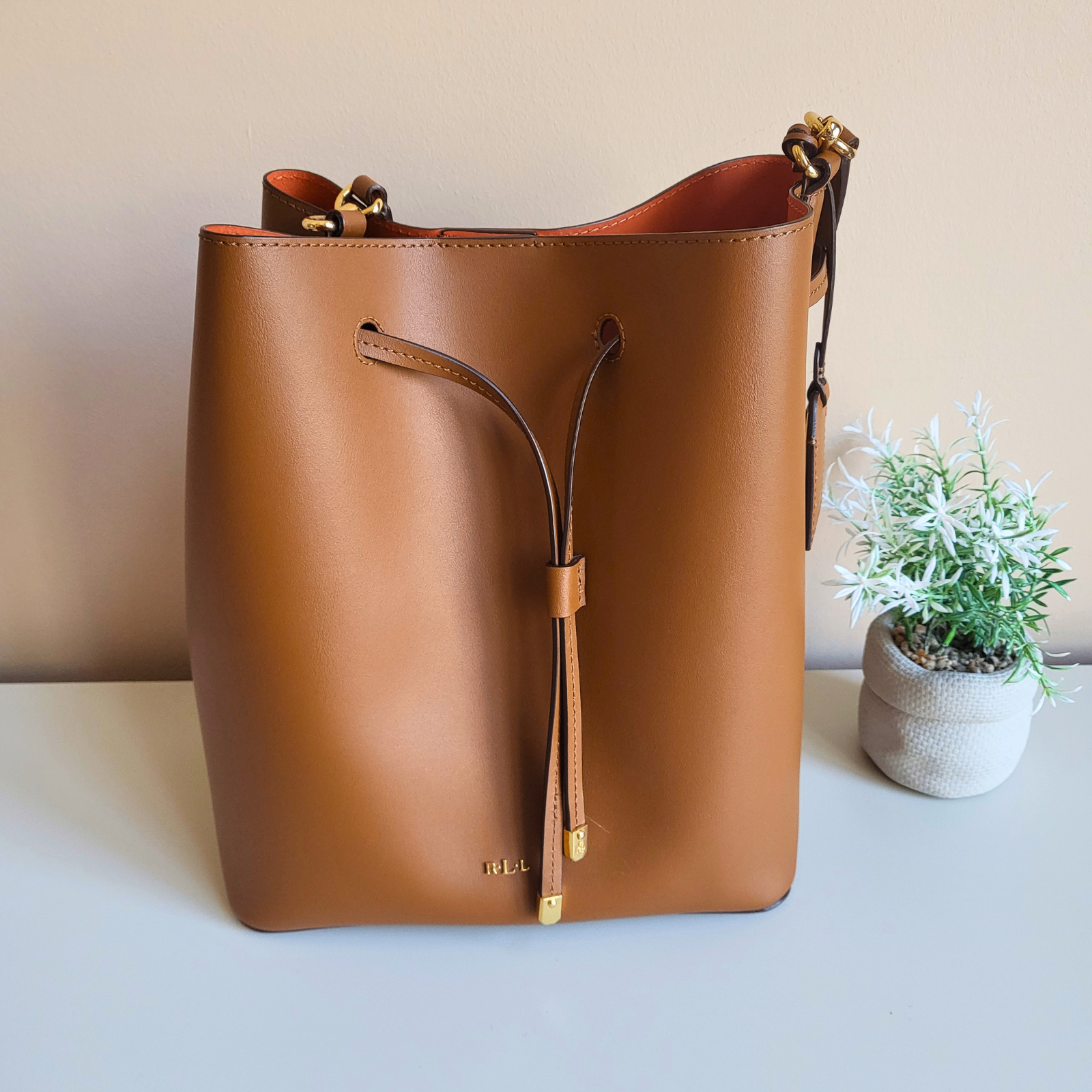 Ralph Lauren - Bucket Bag Tan/Orange - Pre-Loved! 👜
