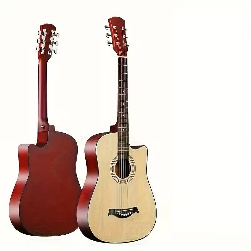 38-Inch Cutaway Acoustic Guitar – Natural Wood Beginner Guitar