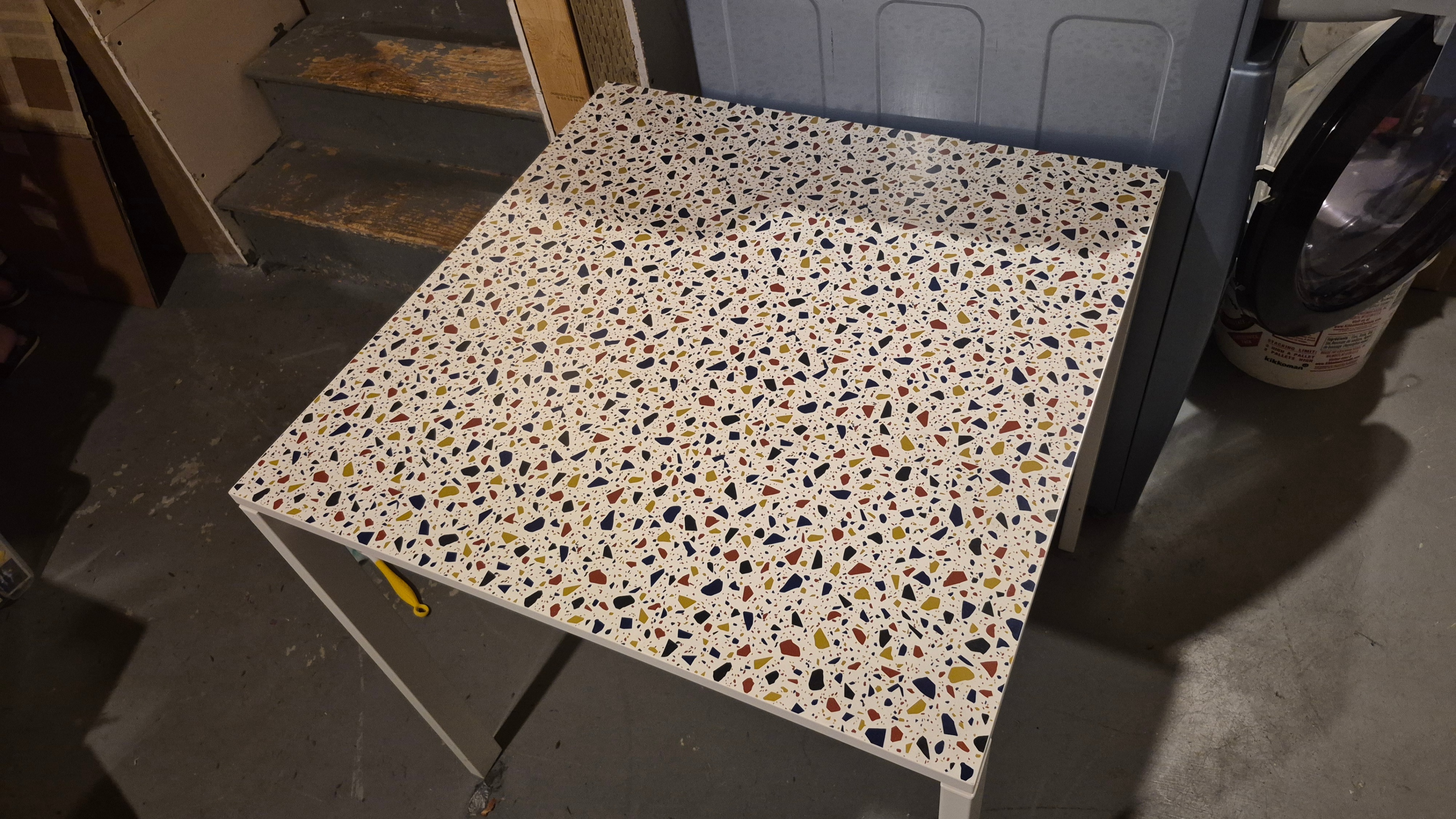 IKEA White Table with Terrazzo Top - photo 3