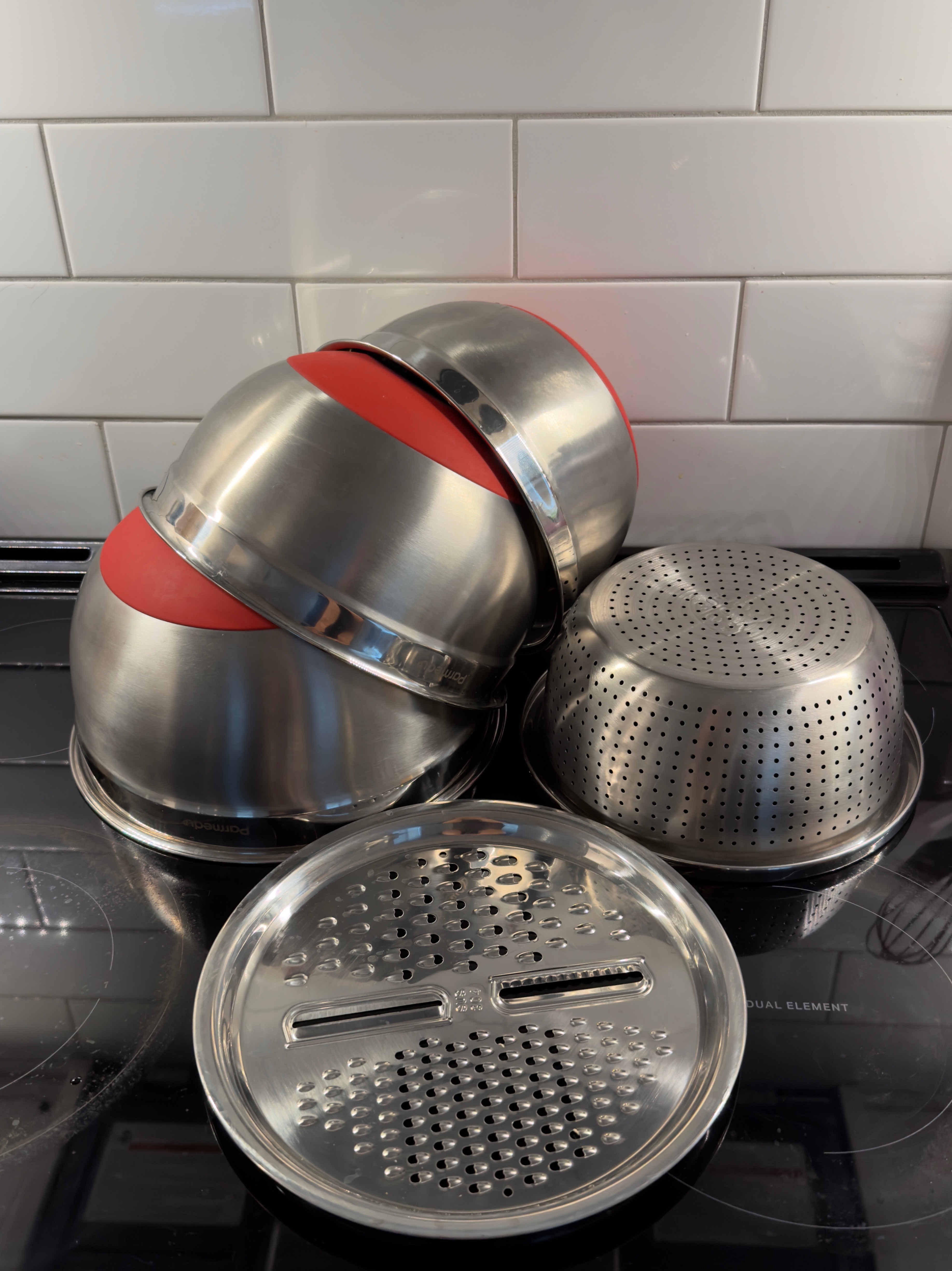 Stainless steel mixing bowl + grater + colander set - photo 2