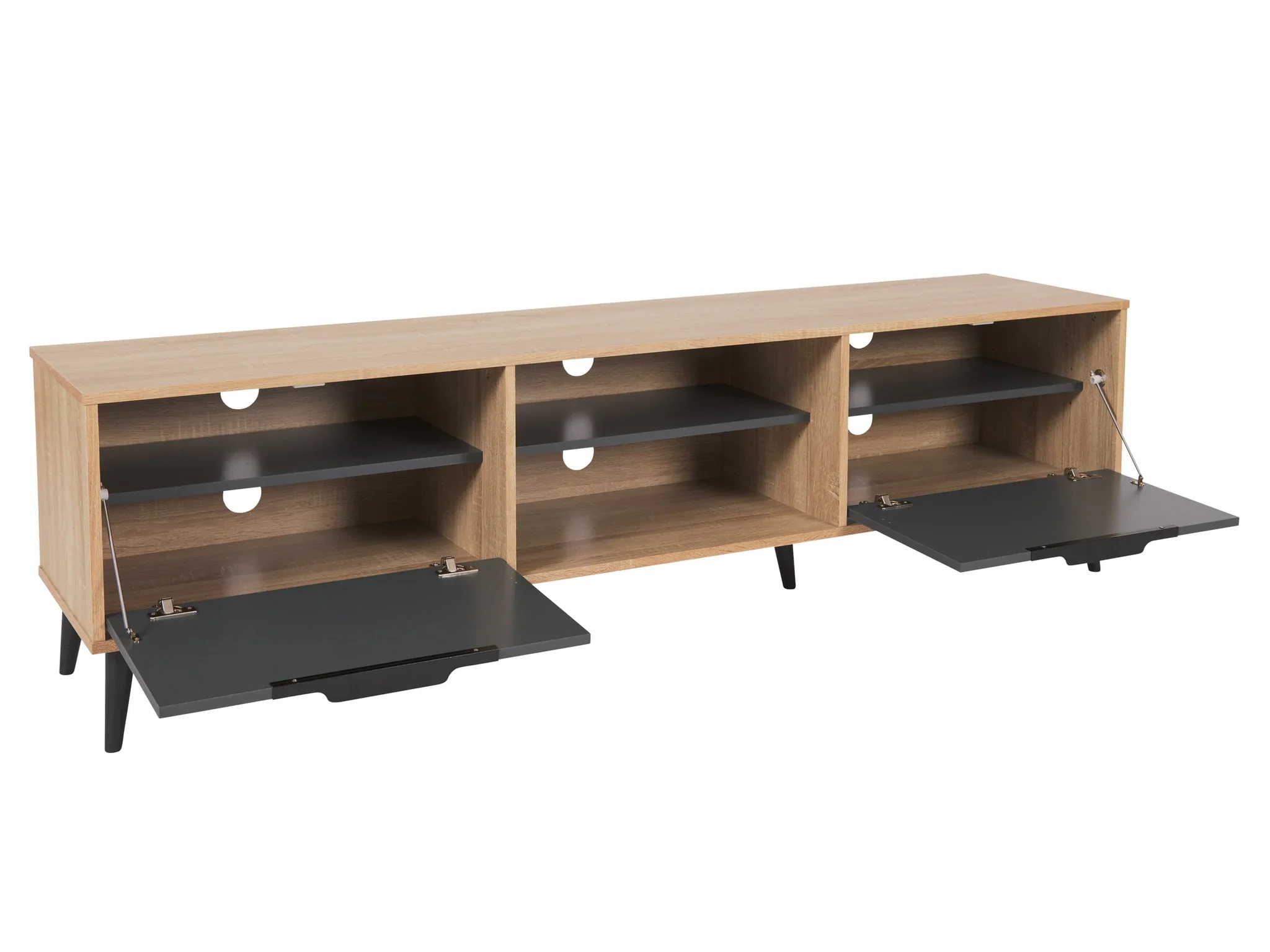 NEW 85” TV Stand with Storage | Light Wood & Grey - photo 3