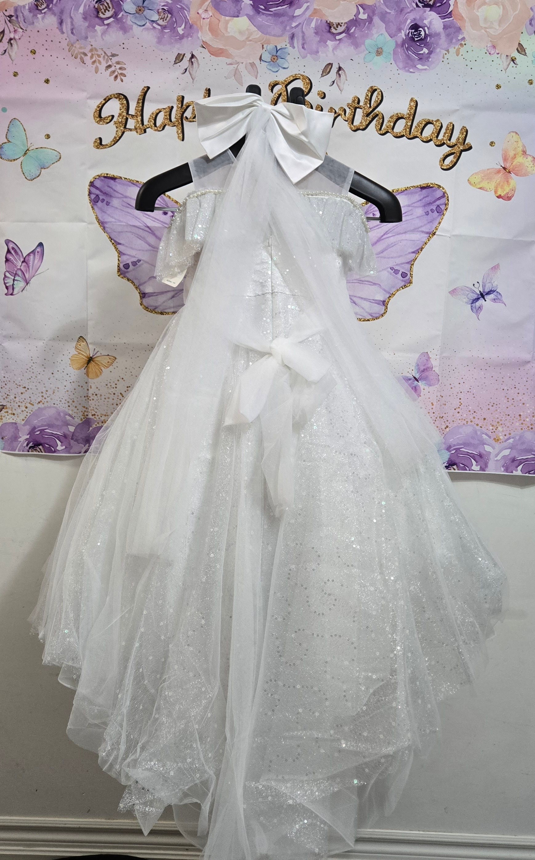 Girls White Sparkly Gown with Veil:5370 - photo 4