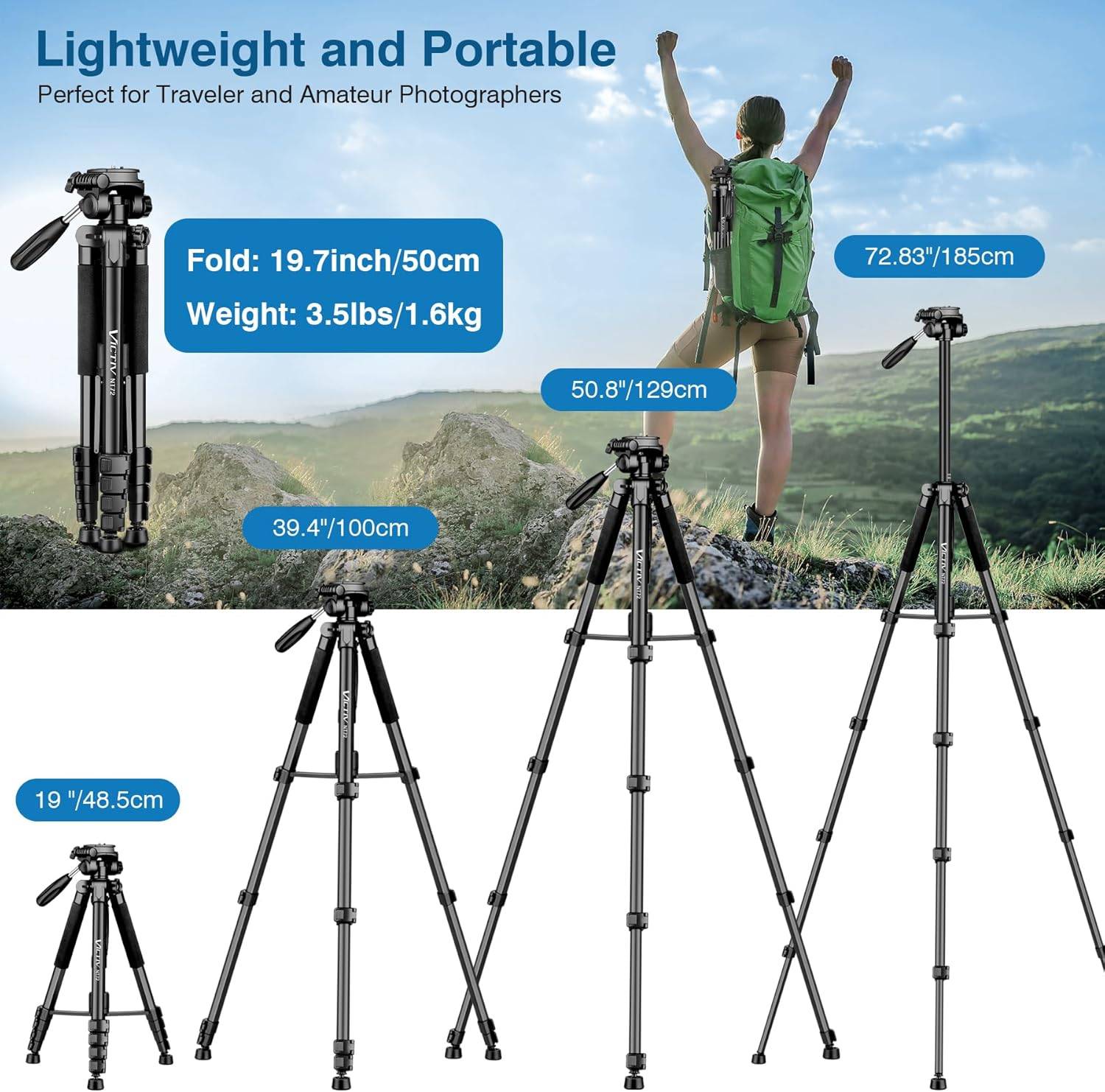 72-inch Camera Tripod Aluminum - photo 3