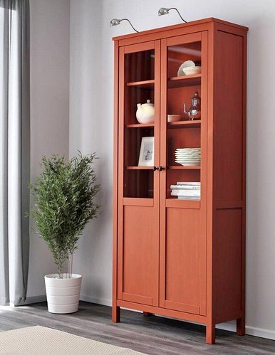 IKEA Hemnes Bookcase / Shelf in Brick-Red with Glass Doors - photo 2