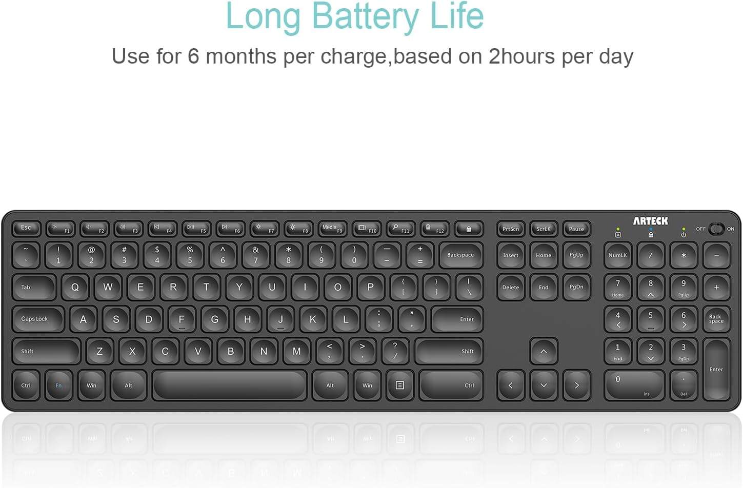 Arteck HW305-3 Wireless Full-Size Keyboard with Numeric Keypad - photo 3