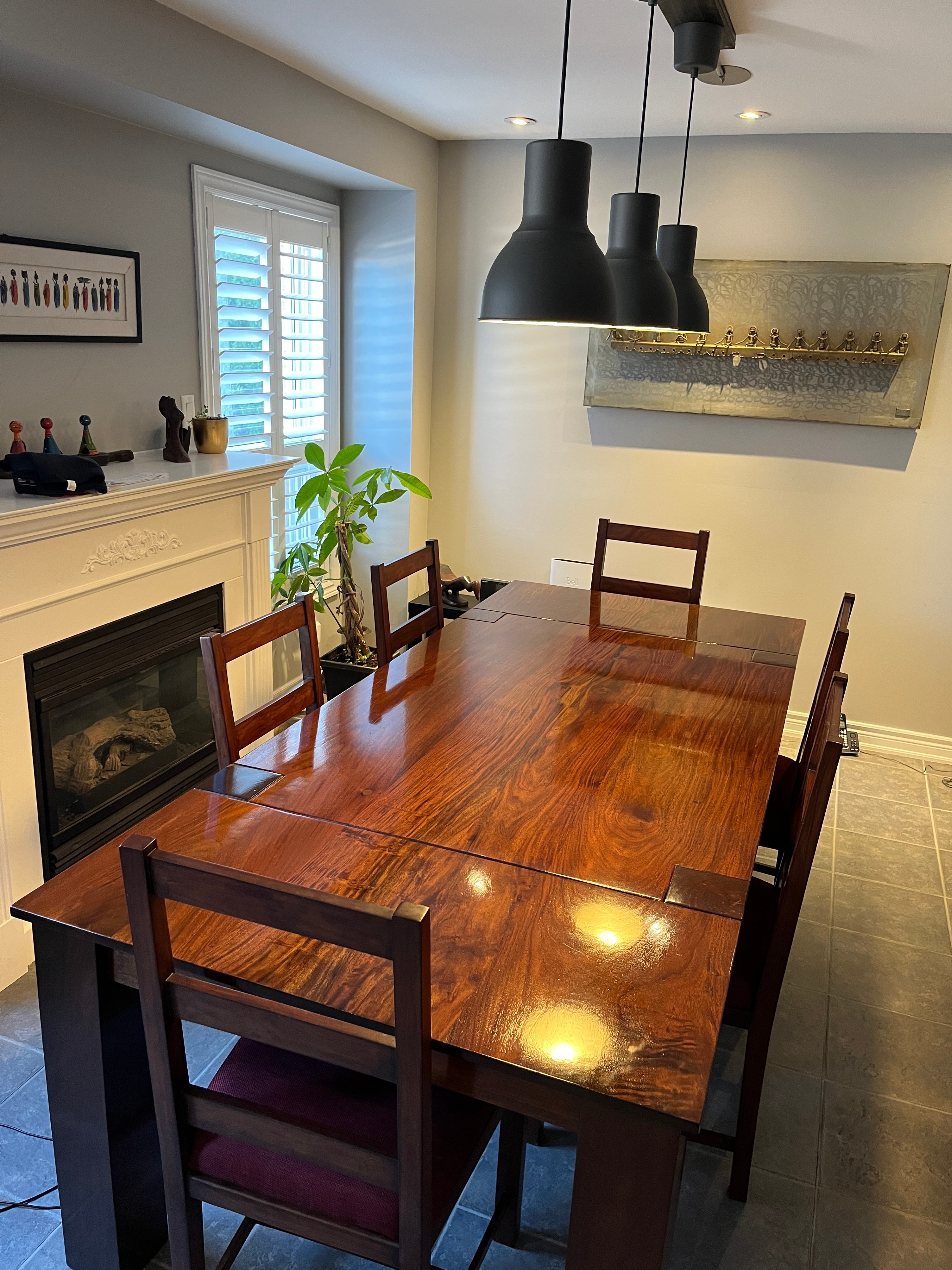 Solid Handmade 8-person Rosewood Dining Table & 6 chairs