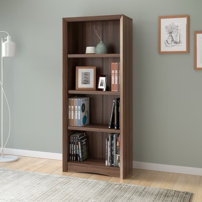 Brand New 4-Shelf Bookcase | Walnut Finish