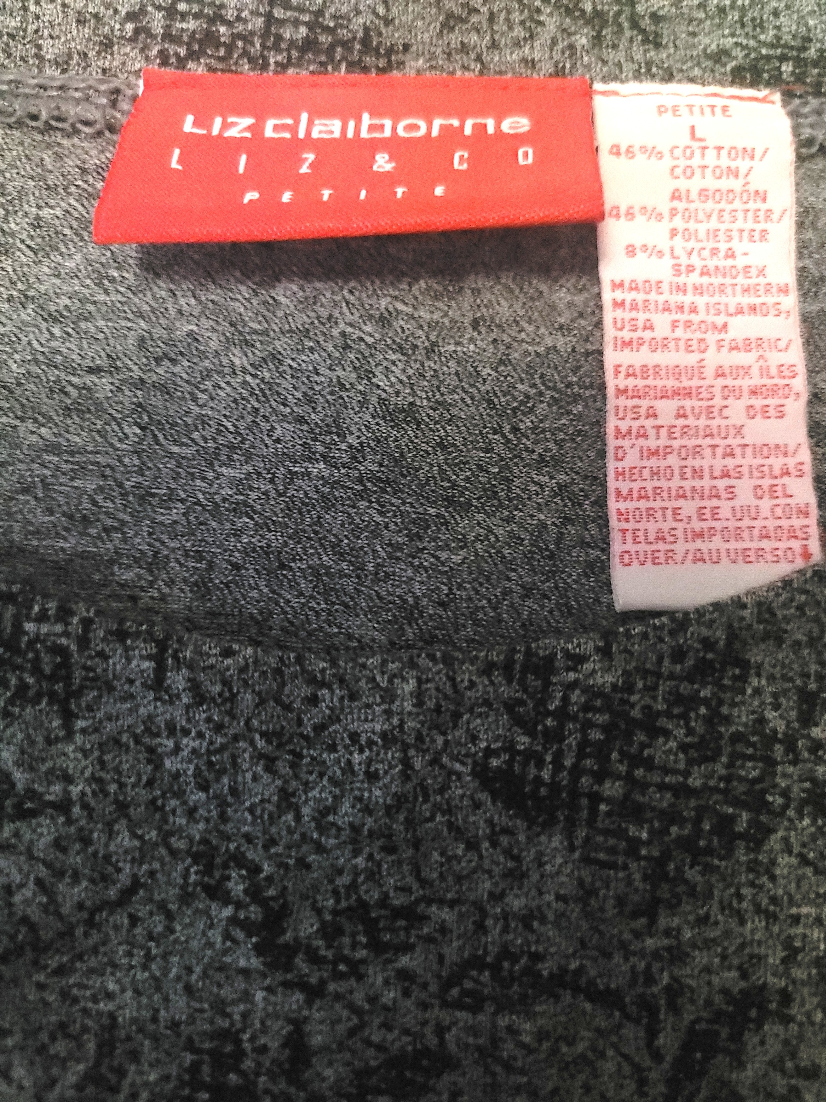 Liz Claiborne Floral Knit Shell Top Petite Large Gray Sleeveless - photo 3