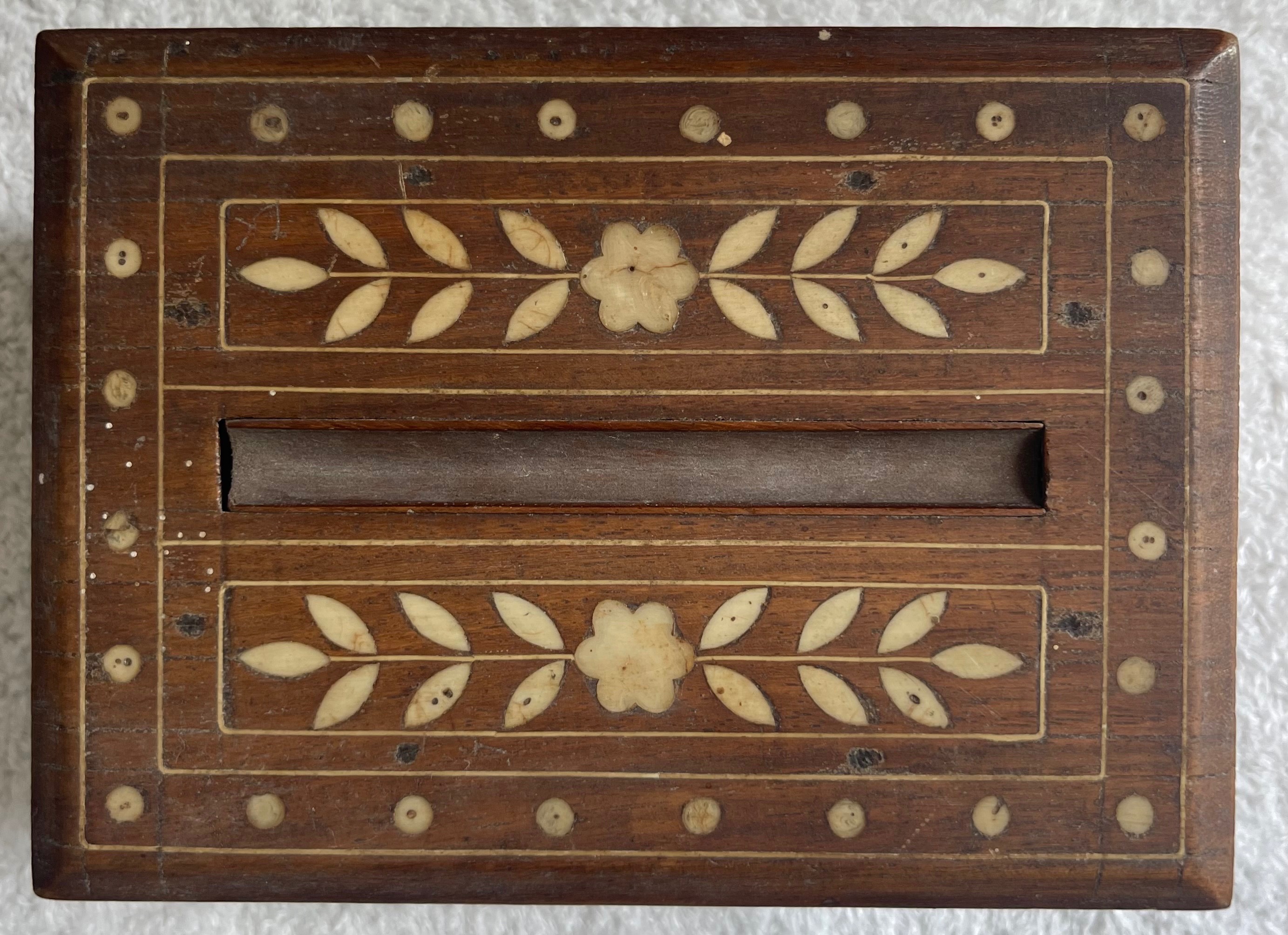 Vintage Wood Inlay Mechanical Dispenser Box (Working) - photo 5