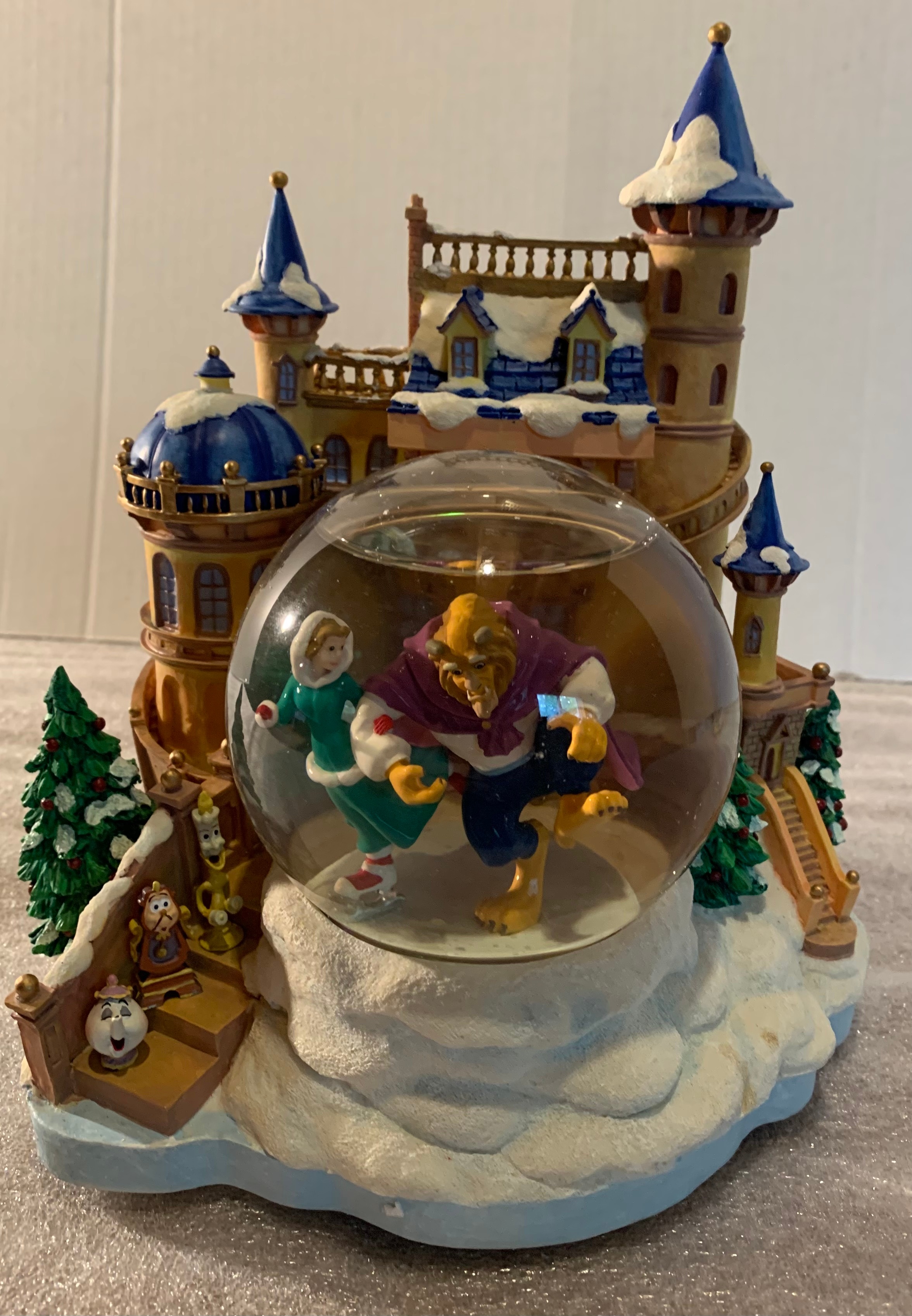 Disney Beauty and the Beast Ice Skating Castle Snow Globe