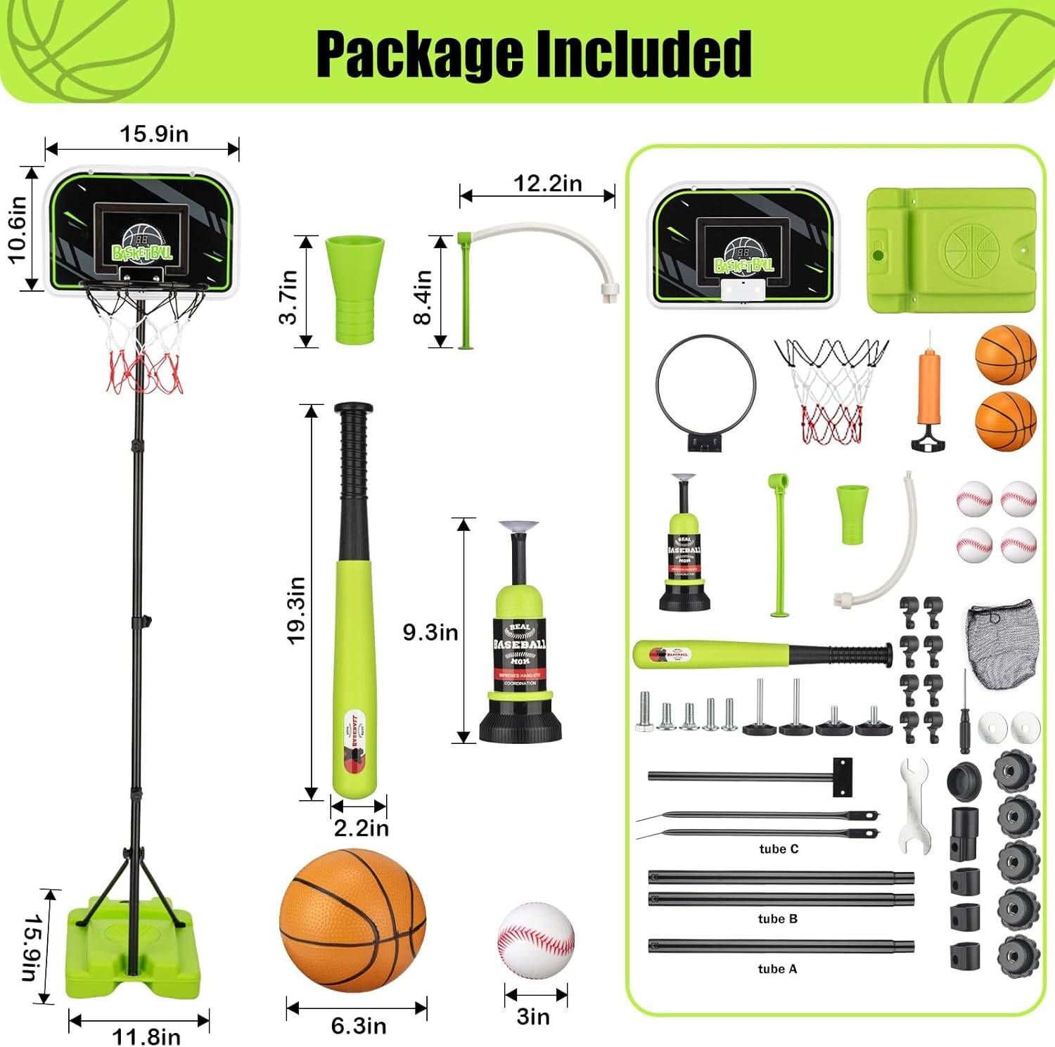 4 in 1 Kids Basketball Hoop and Tee Ball Set for Kids 3-5 | Sale - photo 5