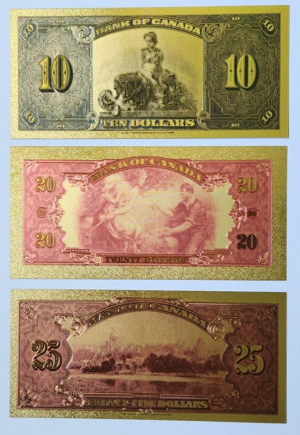Complete Set — 1935 Bank of Canada Gold Foil Banknote Replicas - photo 5