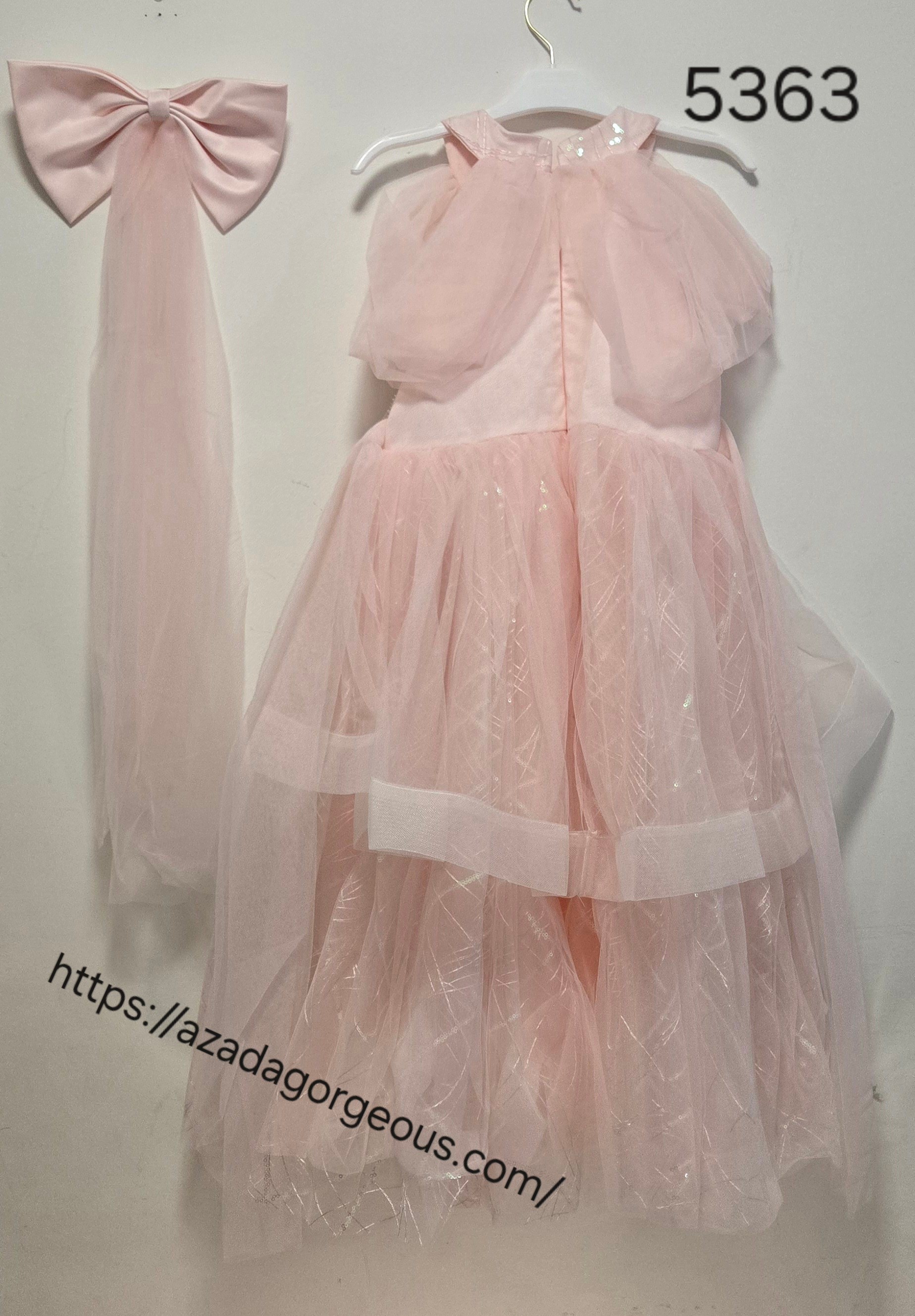 Pink Tulle Dress with Bow Accent:5363 - photo 2