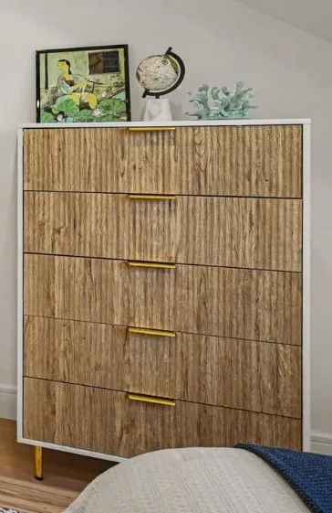 BRAND NEW White and Oak Dresser with Gold Accents - photo 4