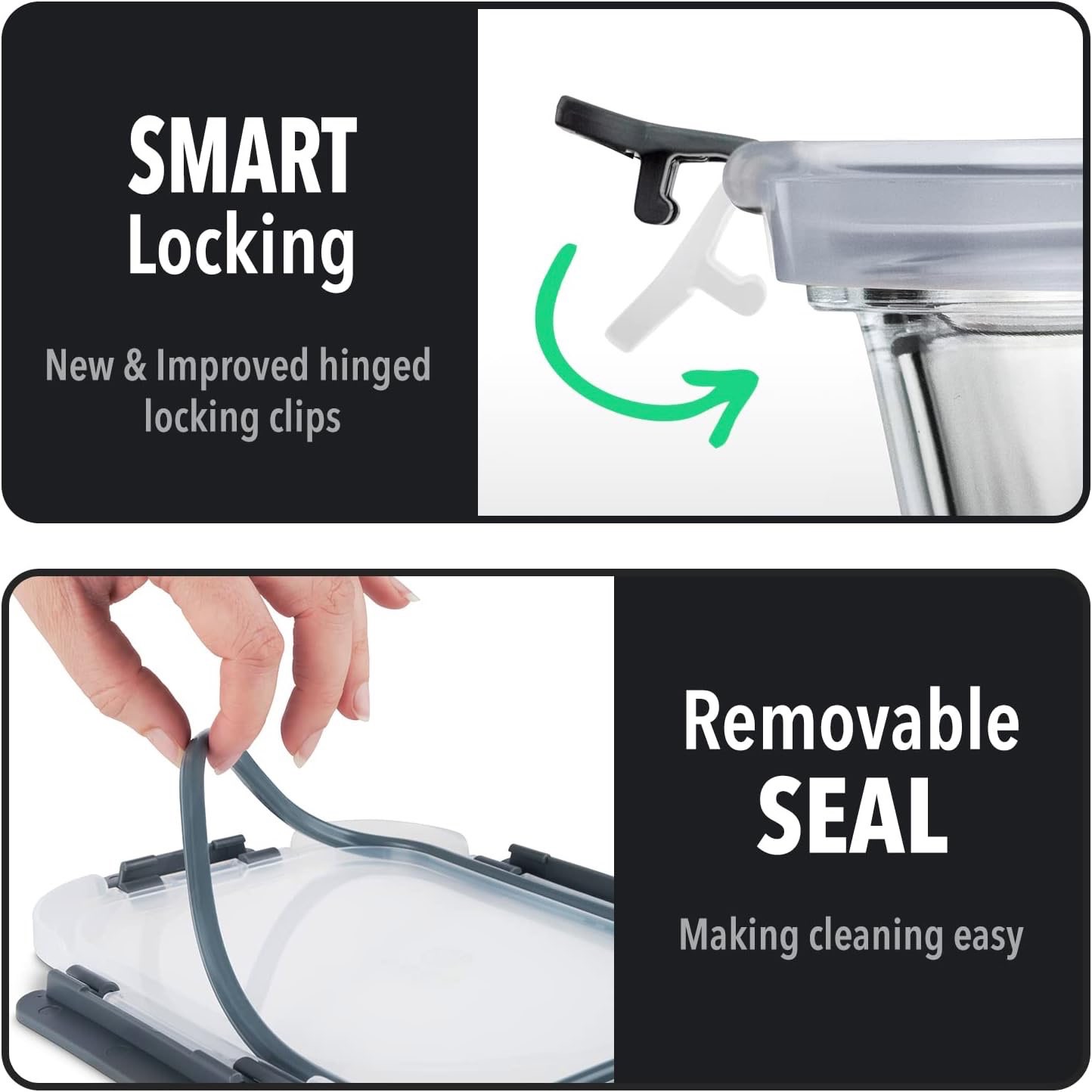 Glass leak proof food storage container, 1040mL, set of 6 - photo 4
