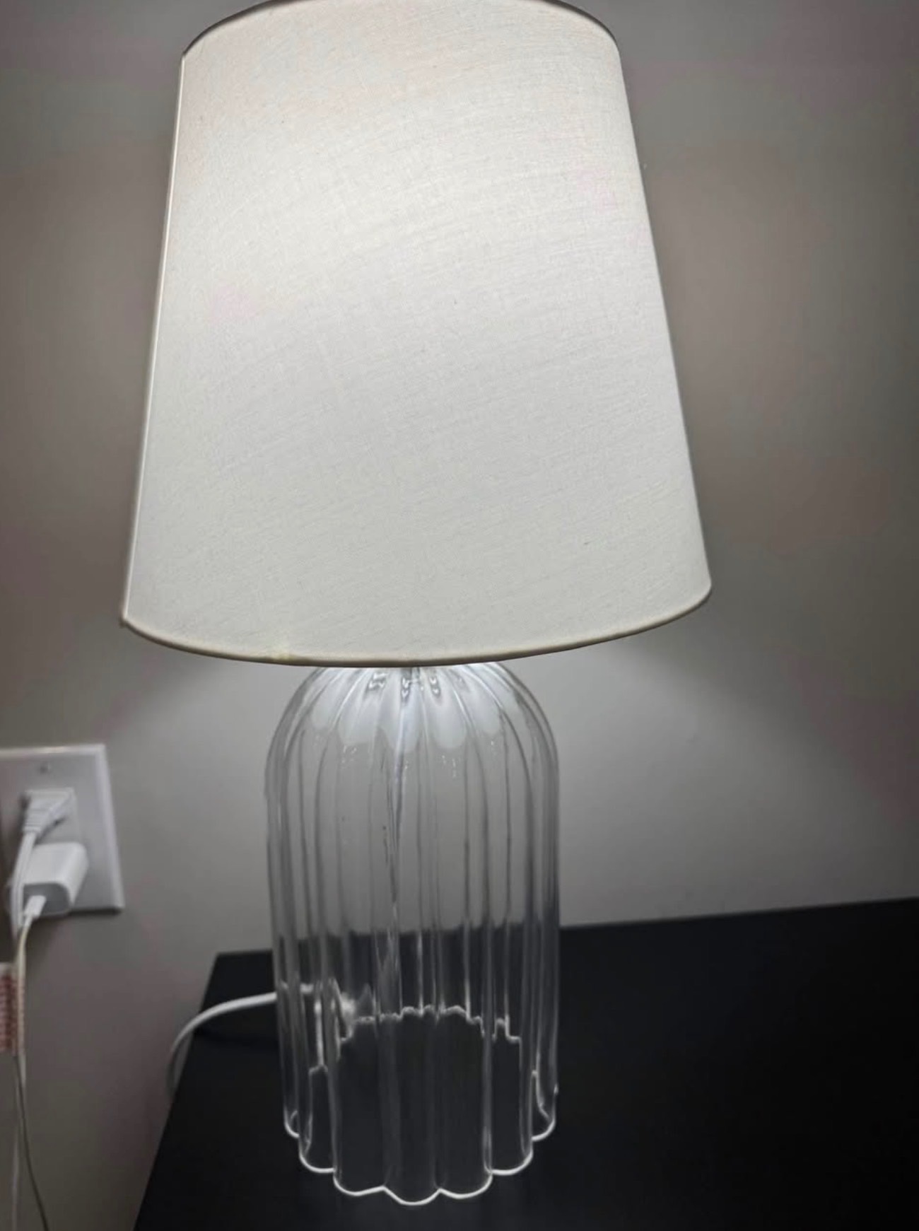 Clear Glass Table Lamp with White Shade