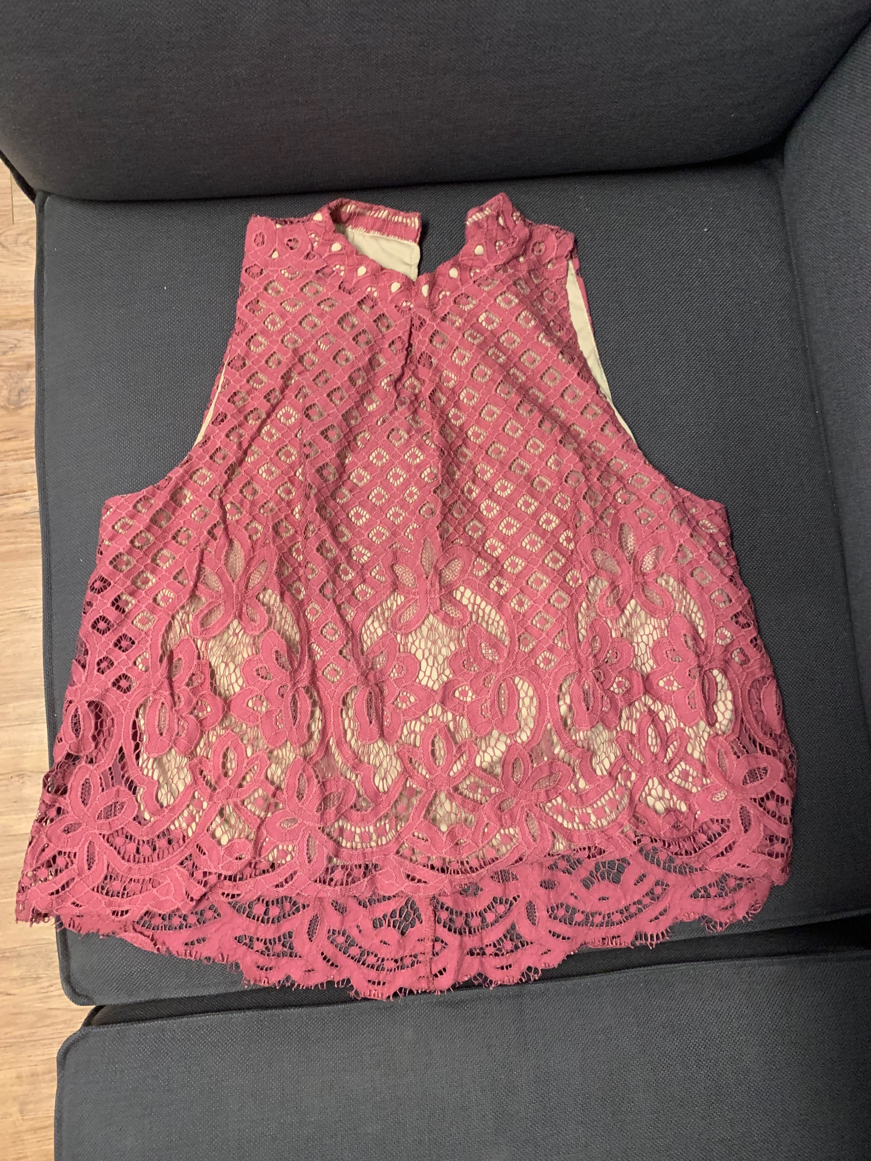 🌹 Dusty Rose Lace Overlay Sleeveless Top
