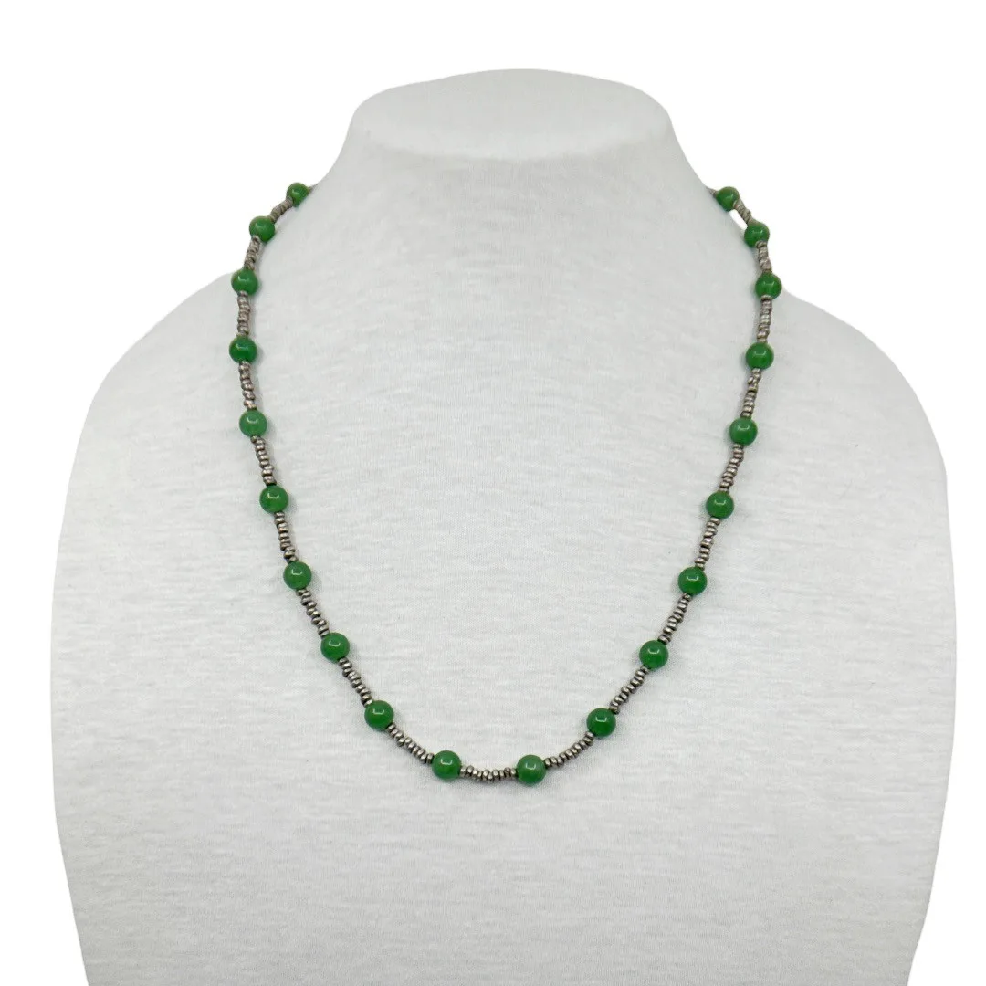 Hand Made Sterling silver 8mm chrysoprase necklace - GM340 - photo 2