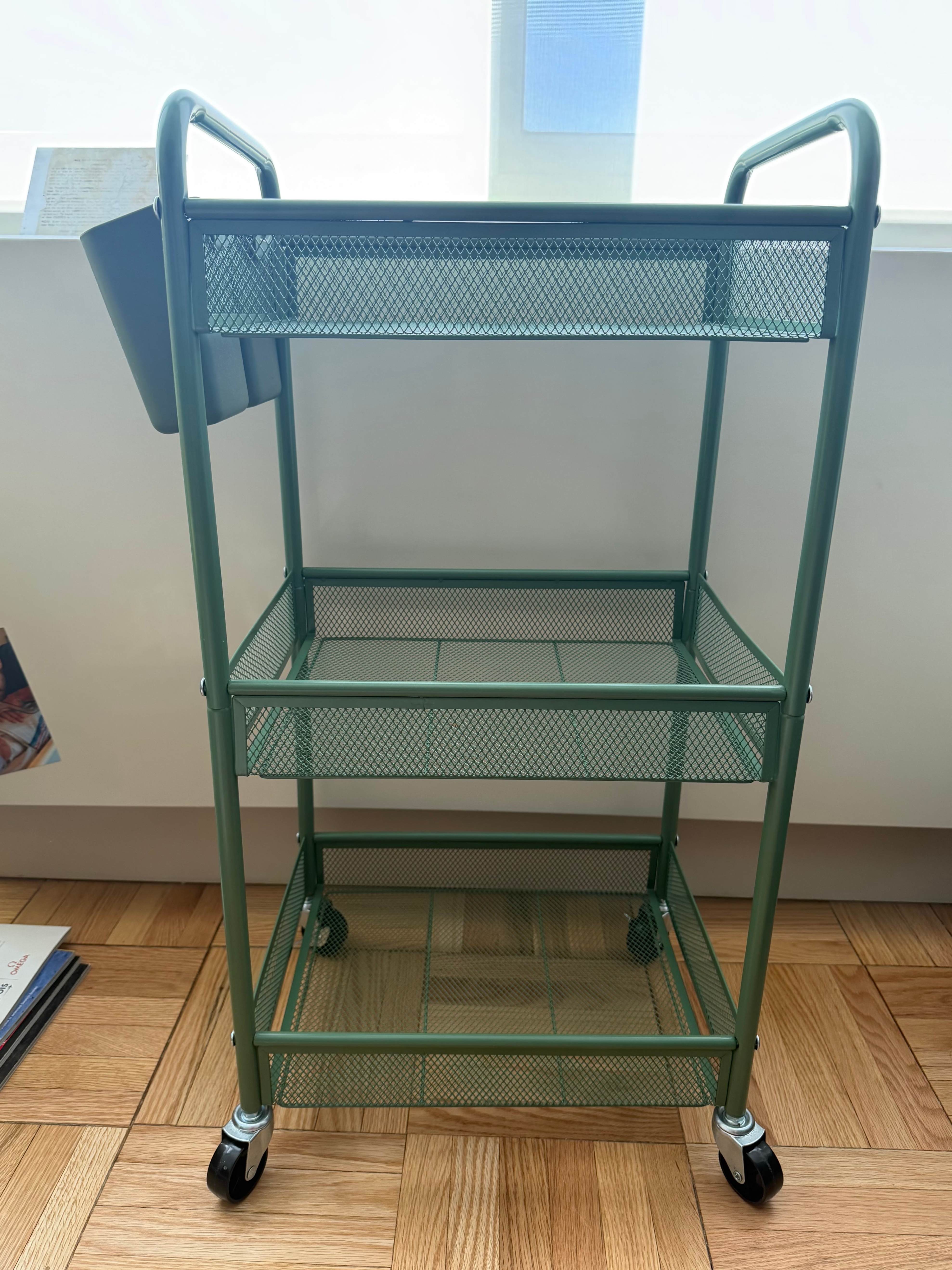 Green 3-Tier Storage Cart with Wheels