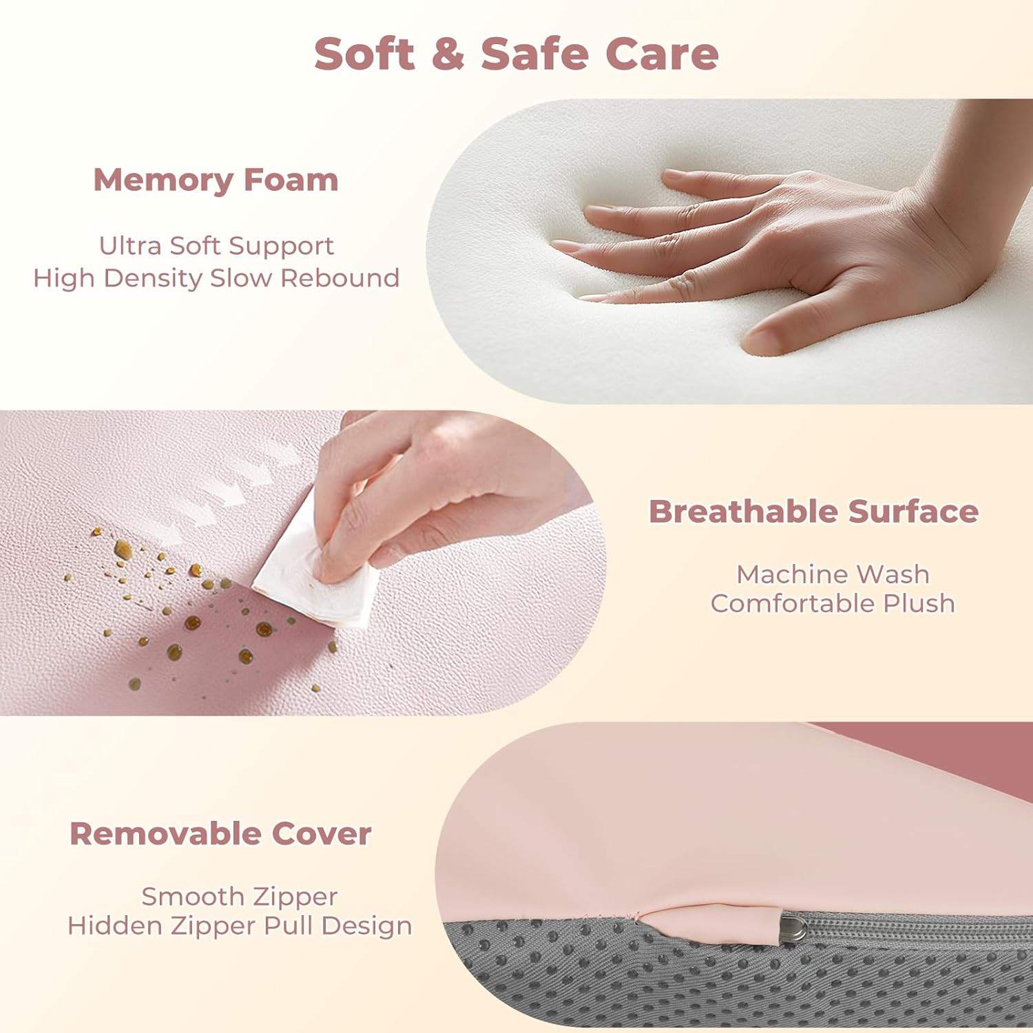 NEW~ Memory Foam Baby Support Prop Pillow Infant 0–12M Pink (1) - photo 2