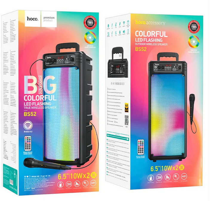 HOCO 2 x 6.5" Outdoor Wireless Speaker with Wired Microphone