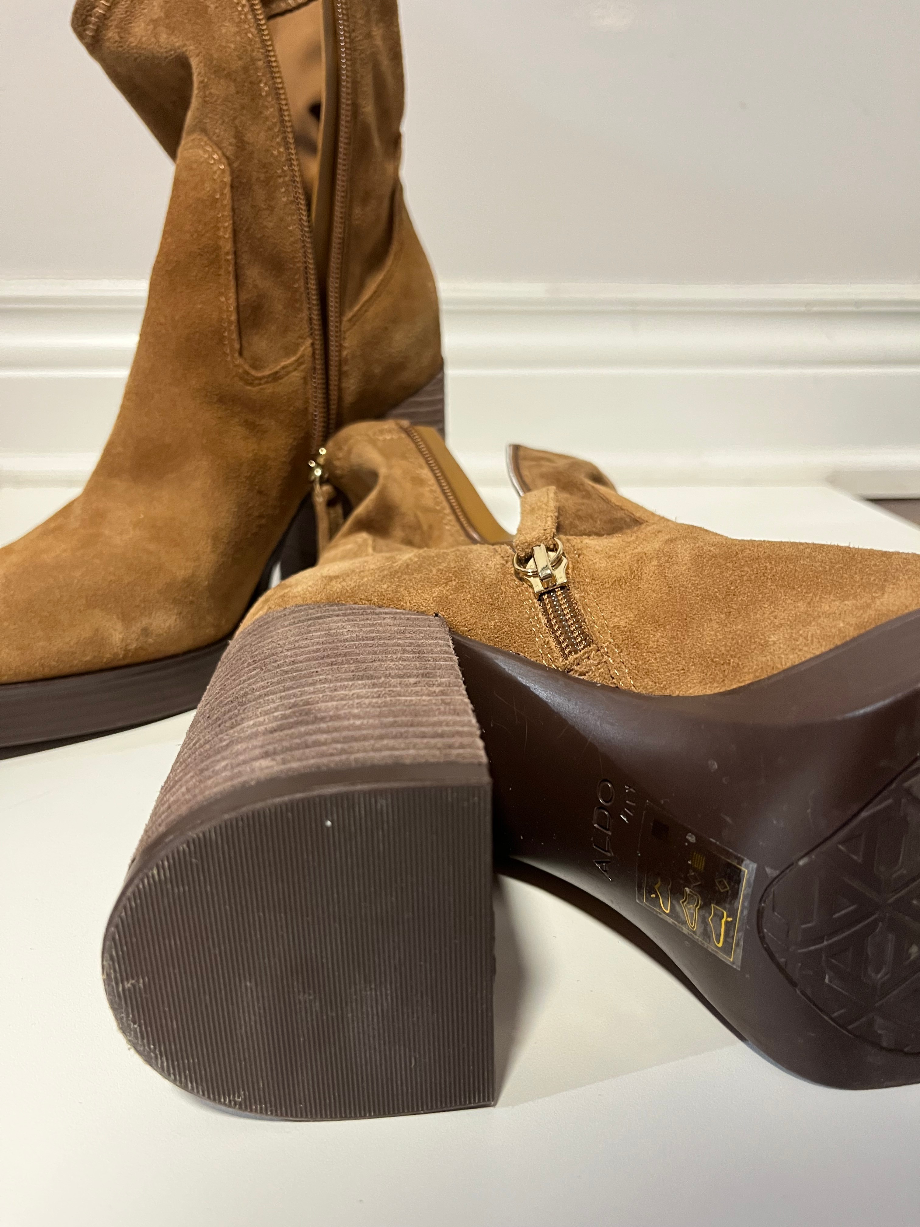 ALDO Women’s Seraphica Ankle Boot, Brown Suede Leather, Size 9 - photo 4