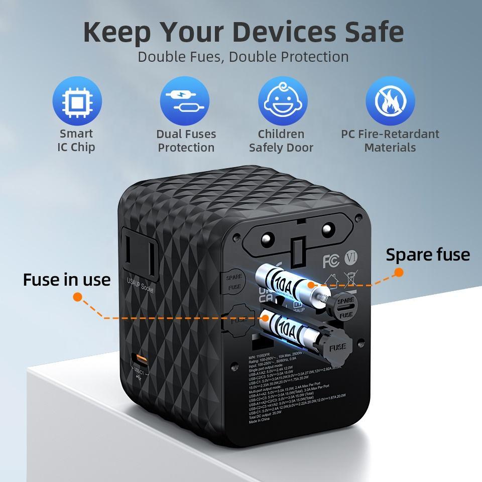 35W Fast Universal Travel Adapter Diamond Finish, 7-in-1 - photo 2