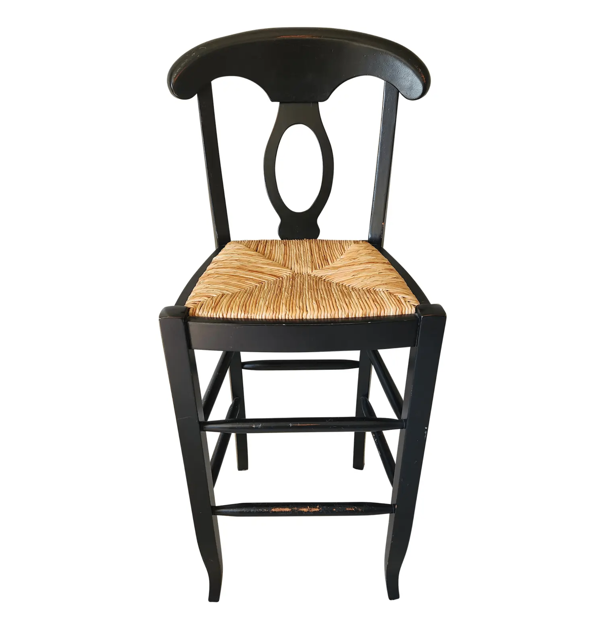 Pottery Barn Napoleon Bar Stool With Rush Seat Black